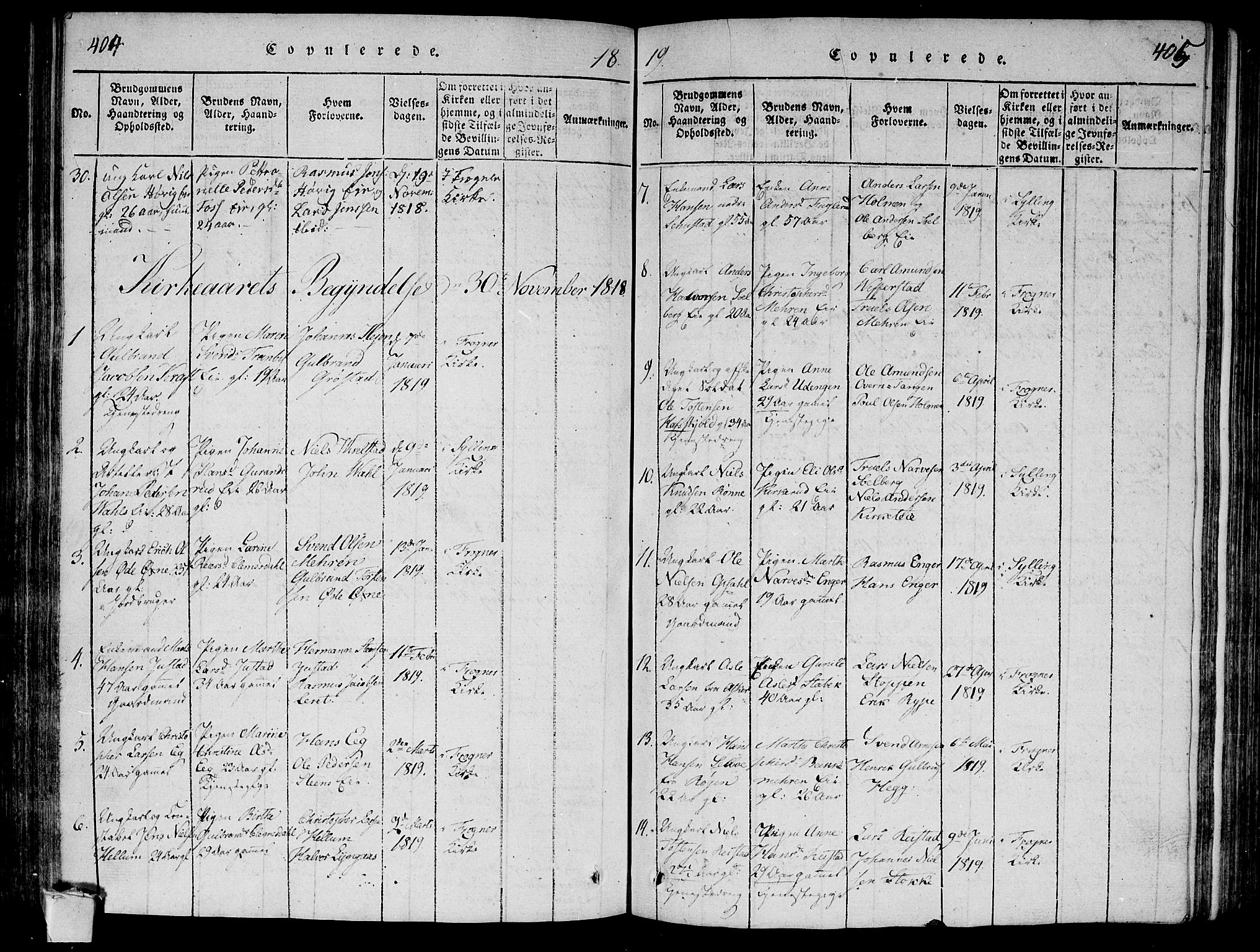 Lier kirkebøker, AV/SAKO-A-230/F/Fa/L0008: Parish register (official) no. I 8, 1813-1825, p. 404-405