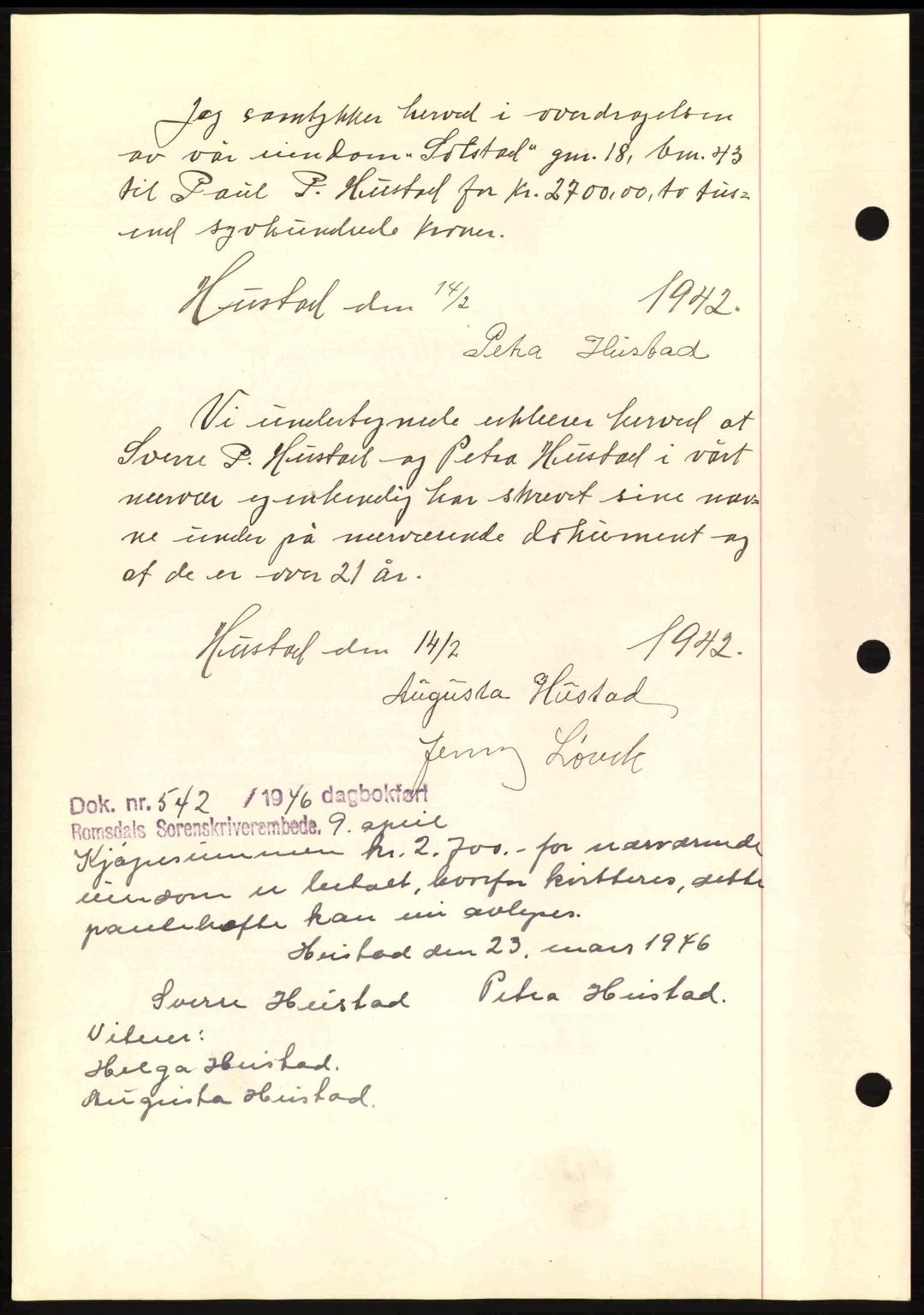 Romsdal sorenskriveri, AV/SAT-A-4149/1/2/2C: Mortgage book no. A11, 1941-1942, Diary no: : 375/1942