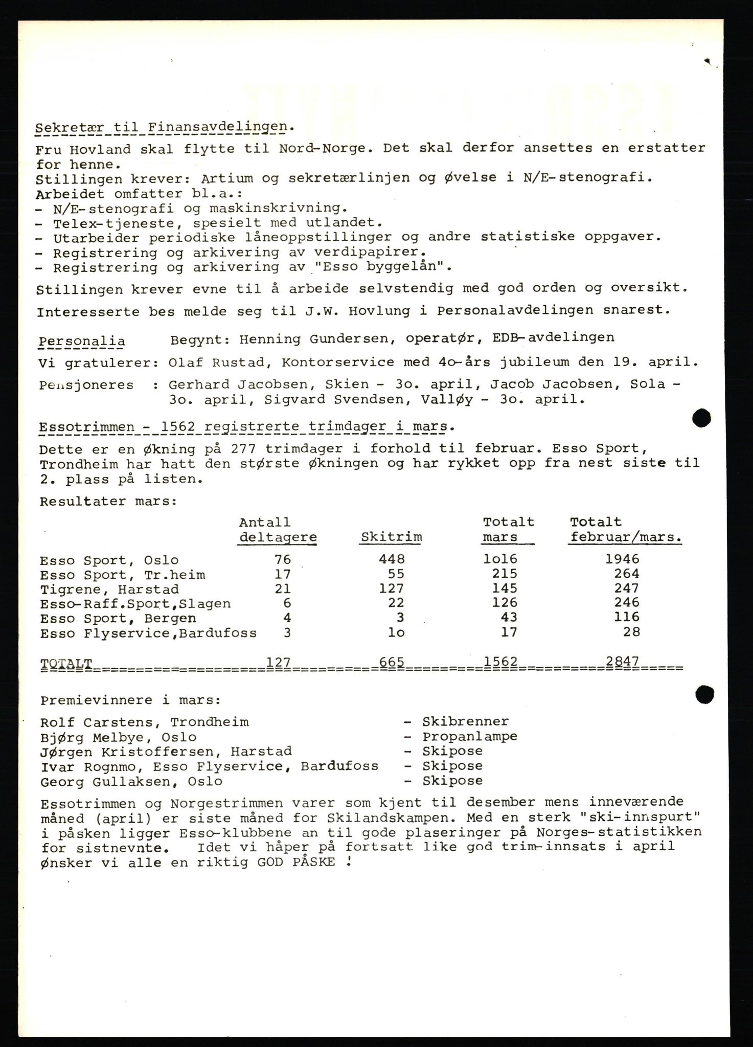 Pa 0982 - Esso Norge A/S, AV/SAST-A-100448/X/Xd/L0004: Esso Extra Nytt, 1963-1976