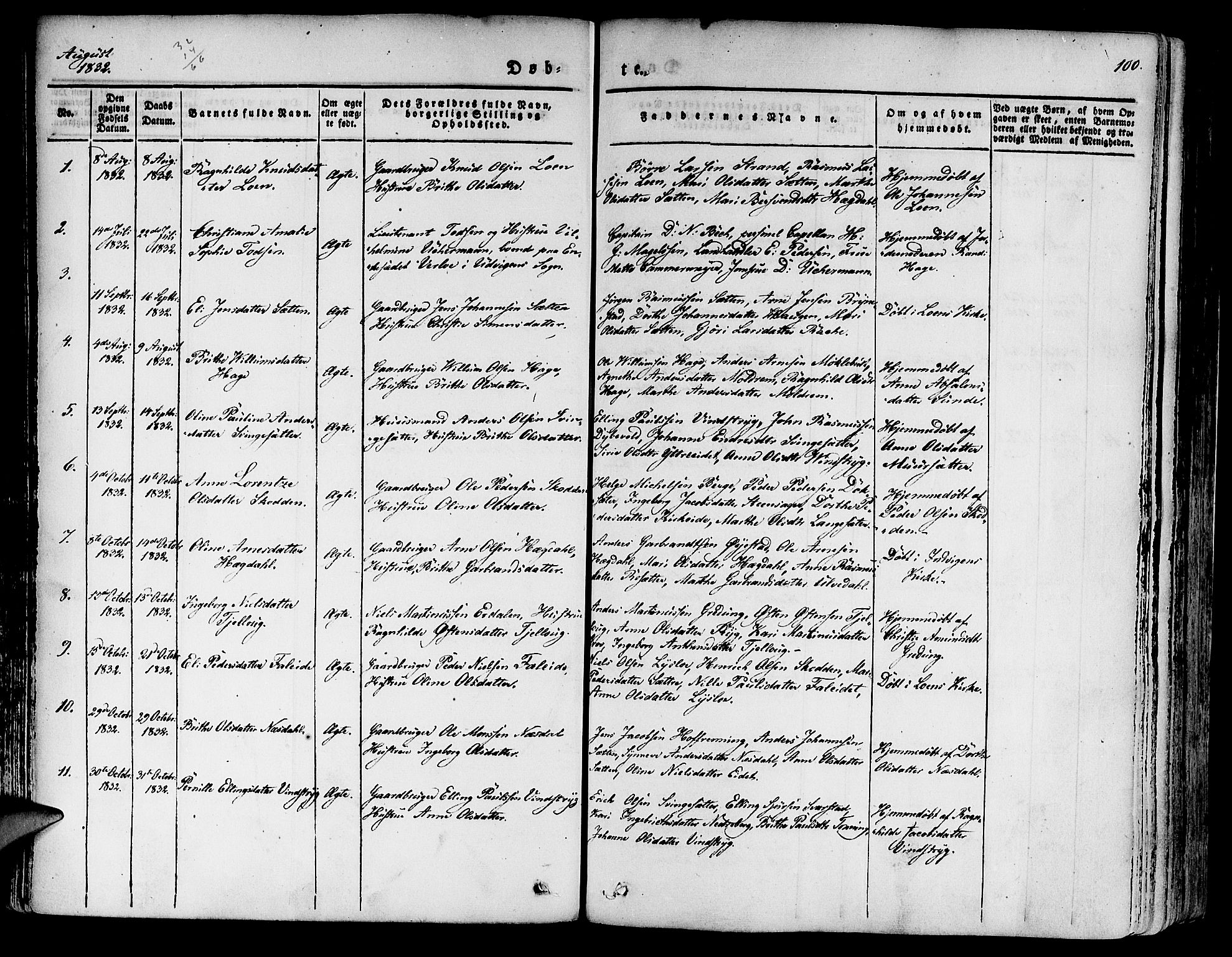 Innvik sokneprestembete, AV/SAB-A-80501: Parish register (official) no. A 4I, 1831-1846, p. 100