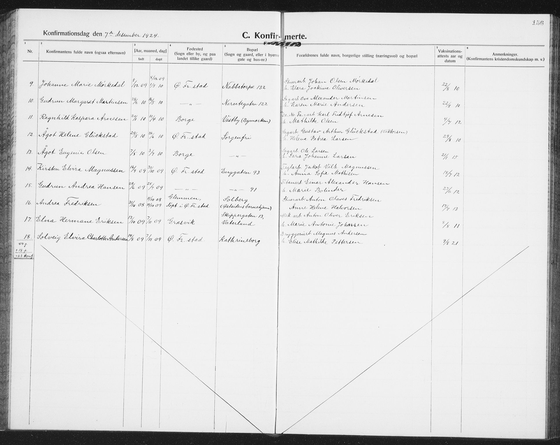 Østre Fredrikstad prestekontor Kirkebøker, SAO/A-10907/G/Ga/L0003: Parish register (copy) no. 3, 1920-1940, p. 156