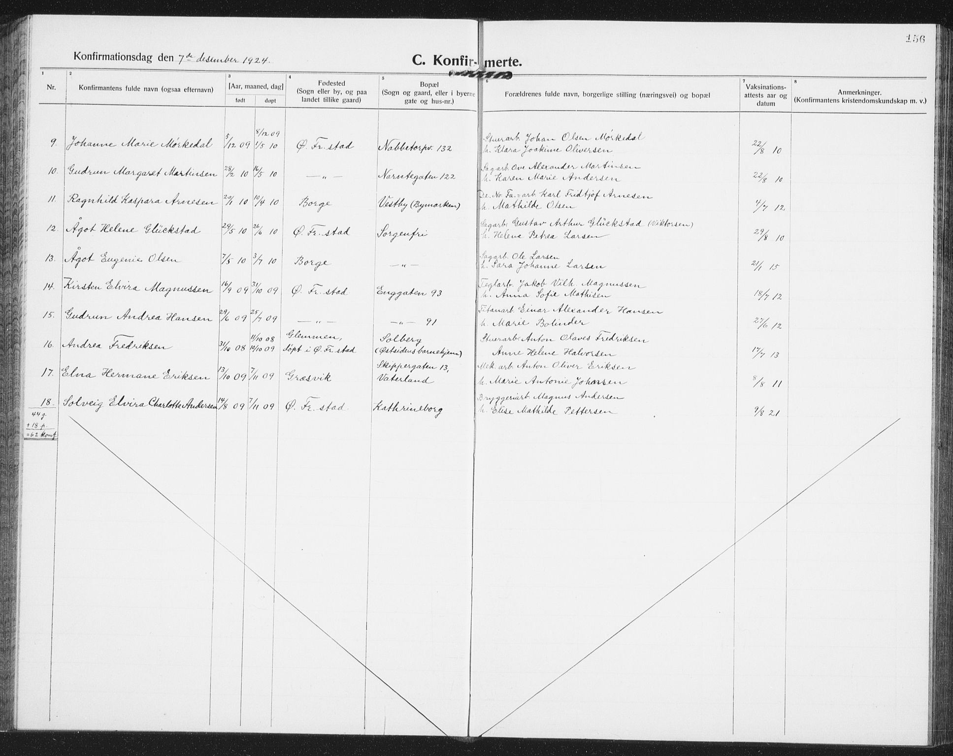 Østre Fredrikstad prestekontor Kirkebøker, AV/SAO-A-10907/G/Ga/L0003: Parish register (copy) no. 3, 1920-1940, p. 156