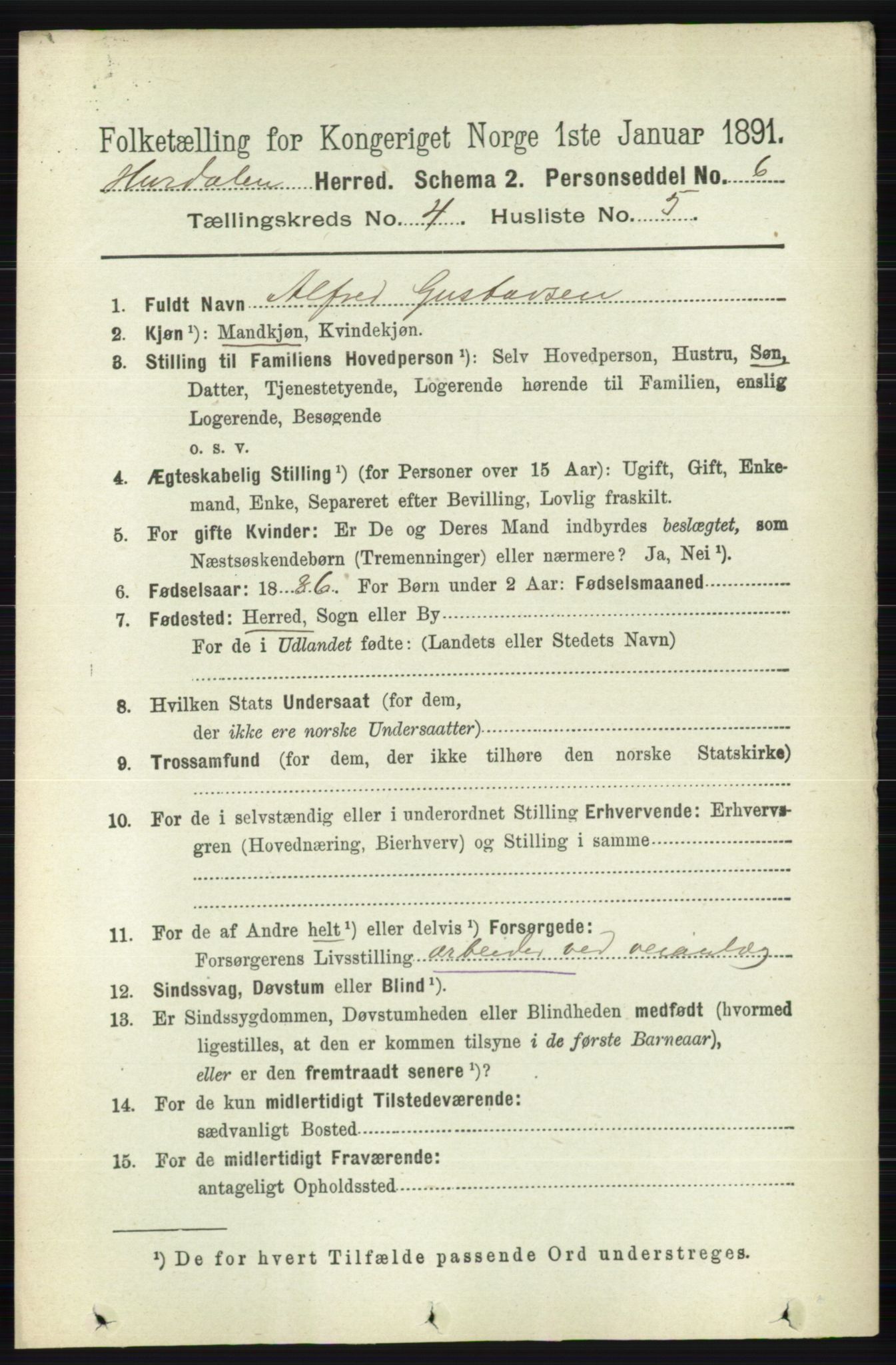 RA, 1891 census for 0239 Hurdal, 1891, p. 1458