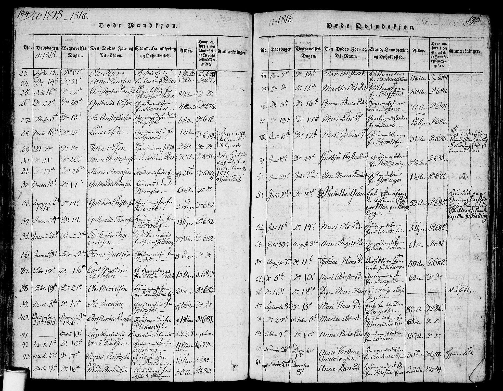 Nannestad prestekontor Kirkebøker, AV/SAO-A-10414a/F/Fa/L0009: Parish register (official) no. I 9, 1815-1840, p. 194-195