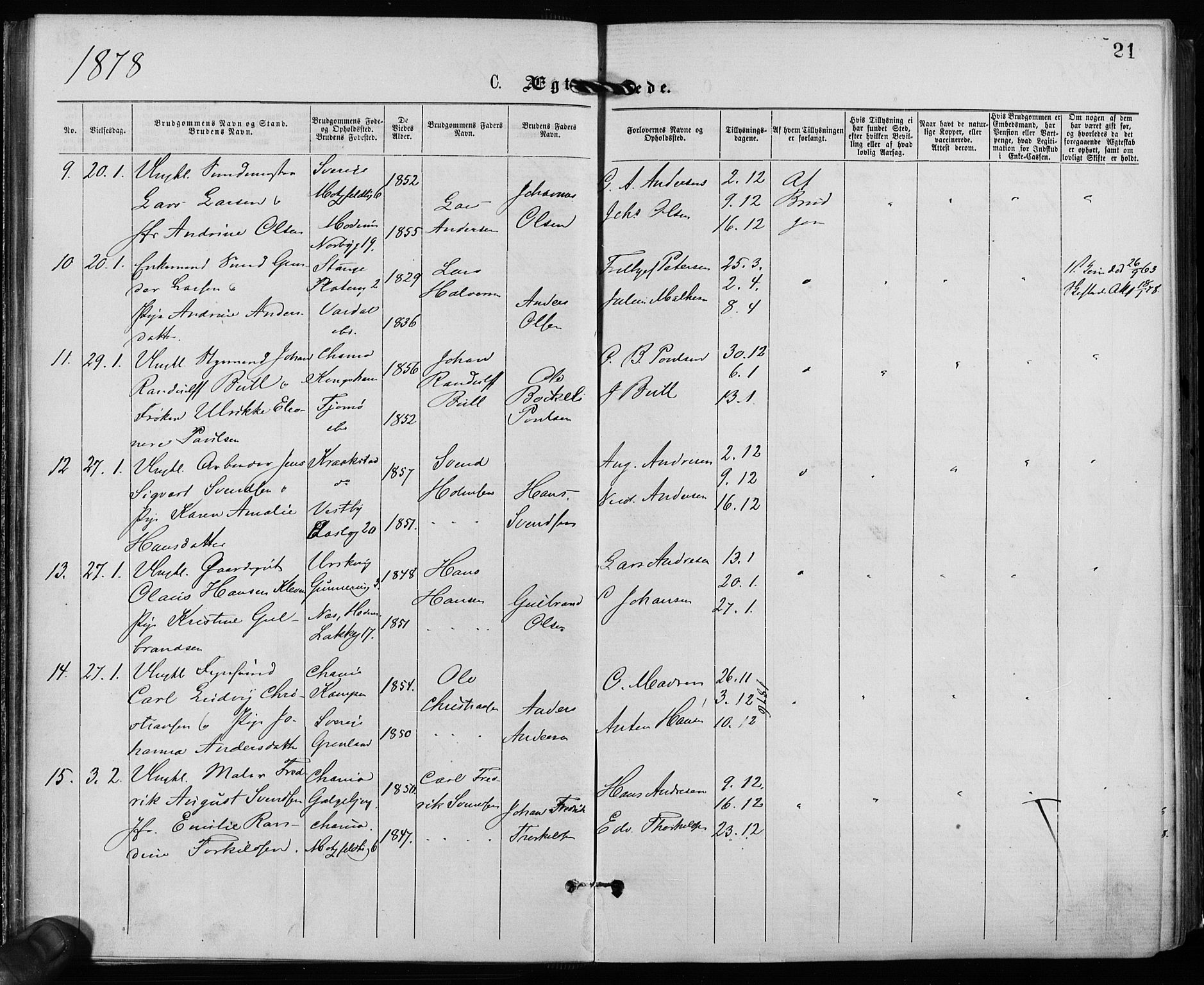 Grønland prestekontor Kirkebøker, AV/SAO-A-10848/F/Fa/L0006: Parish register (official) no. 6, 1877-1886, p. 21