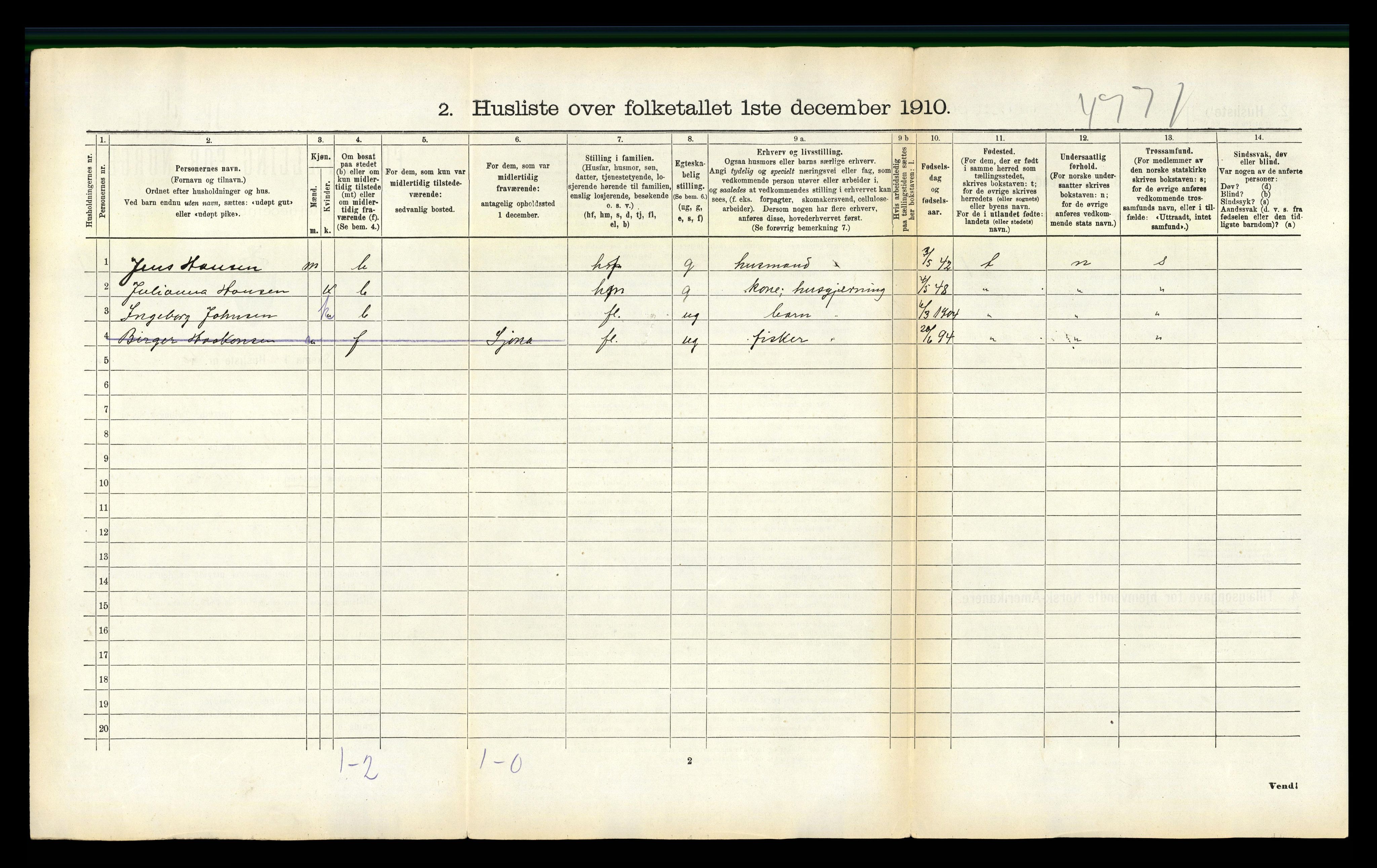 RA, 1910 census for Lurøy, 1910, p. 545