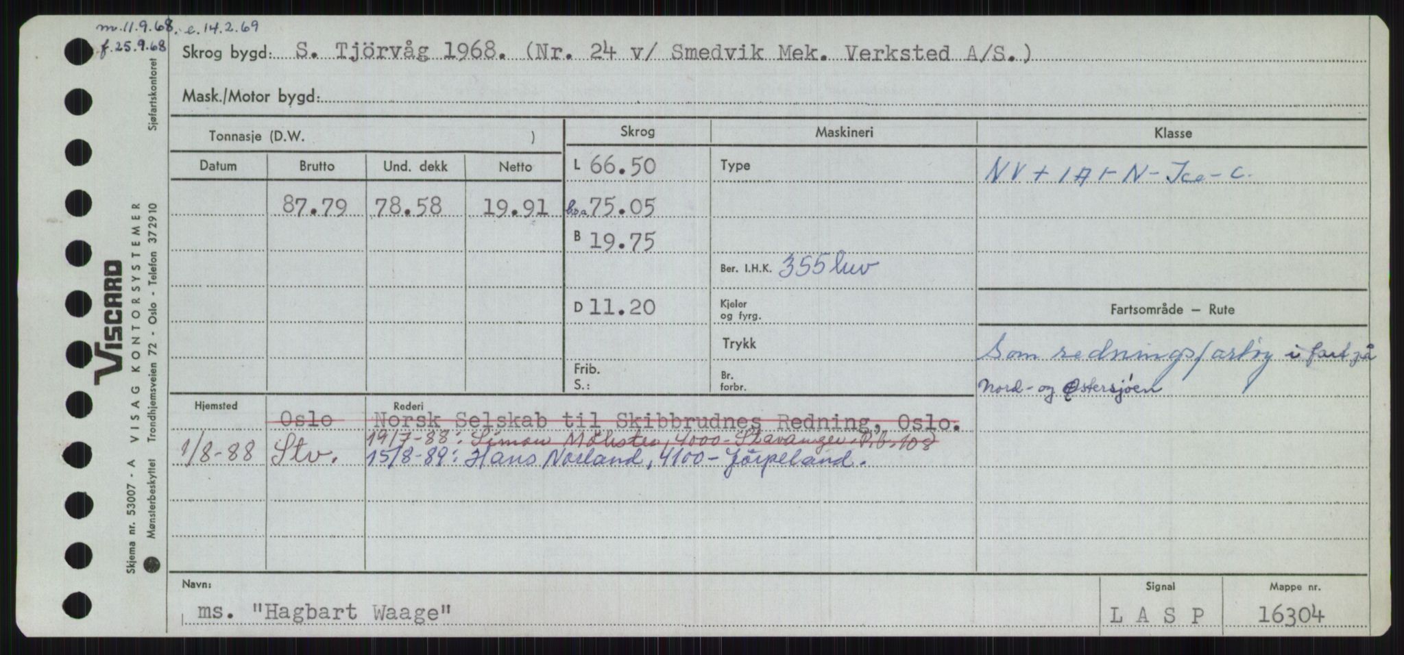 Sjøfartsdirektoratet med forløpere, Skipsmålingen, RA/S-1627/H/Ha/L0002/0002: Fartøy, Eik-Hill / Fartøy, G-Hill, p. 399