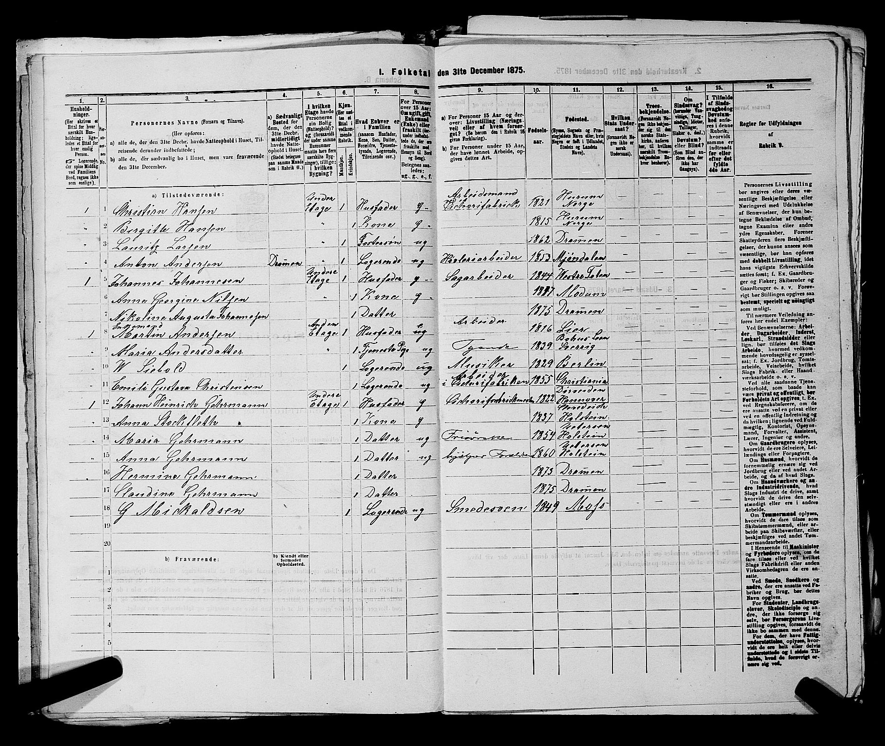 SAKO, 1875 census for 0602 Drammen, 1875, p. 1865