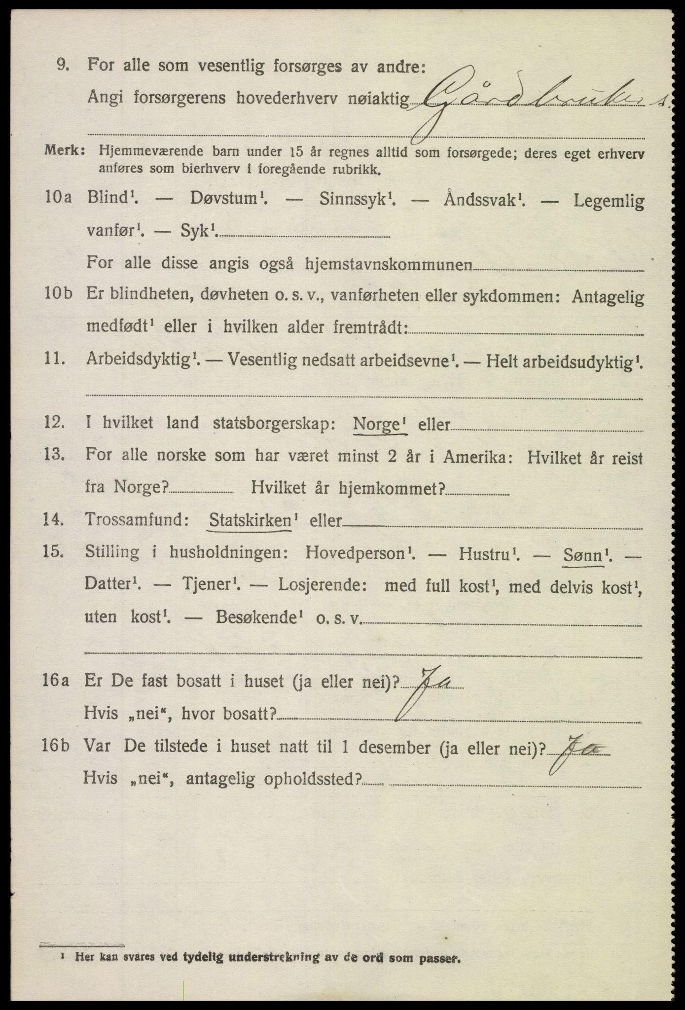 SAH, 1920 census for Nord-Aurdal, 1920, p. 10581