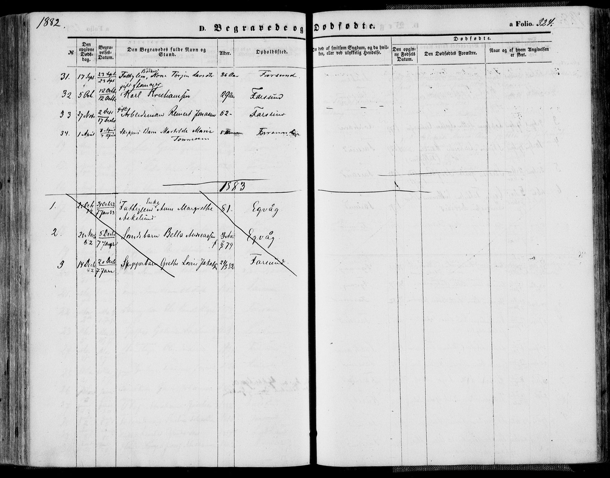 Farsund sokneprestkontor, SAK/1111-0009/F/Fa/L0005: Parish register (official) no. A 5, 1863-1886, p. 324