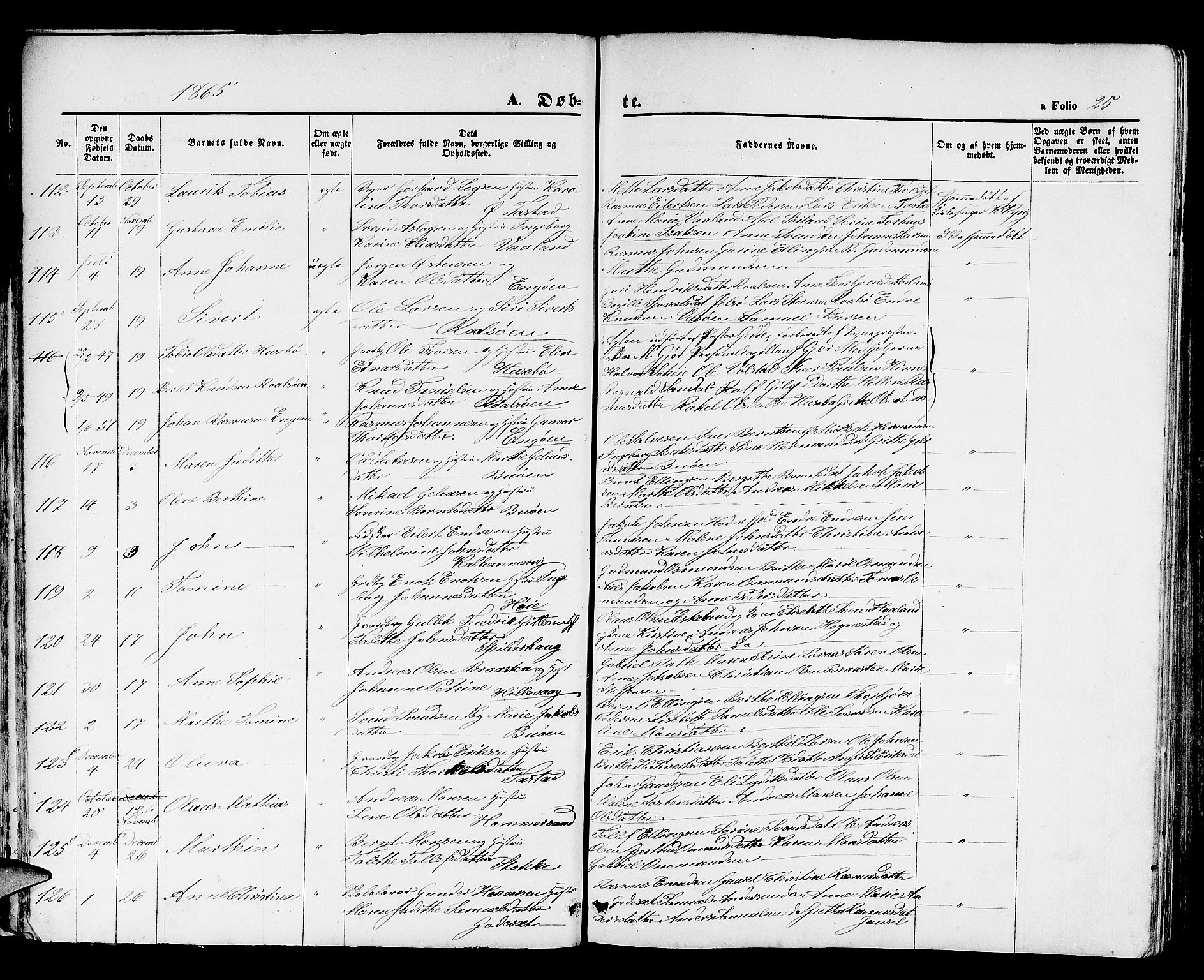 Hetland sokneprestkontor, SAST/A-101826/30/30BB/L0003: Parish register (copy) no. B 3, 1863-1877, p. 25