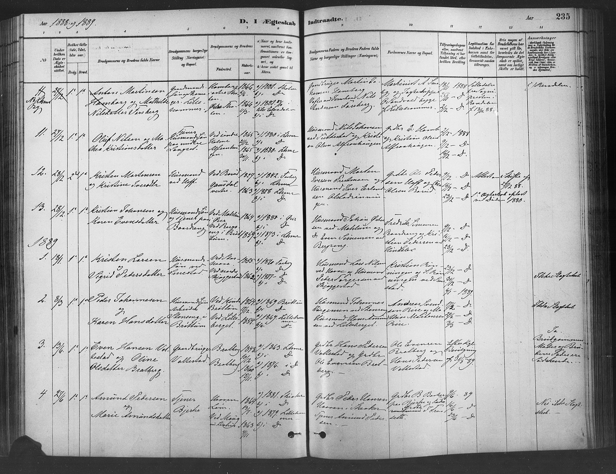 Fåberg prestekontor, SAH/PREST-086/H/Ha/Haa/L0009: Parish register (official) no. 9, 1879-1898, p. 235