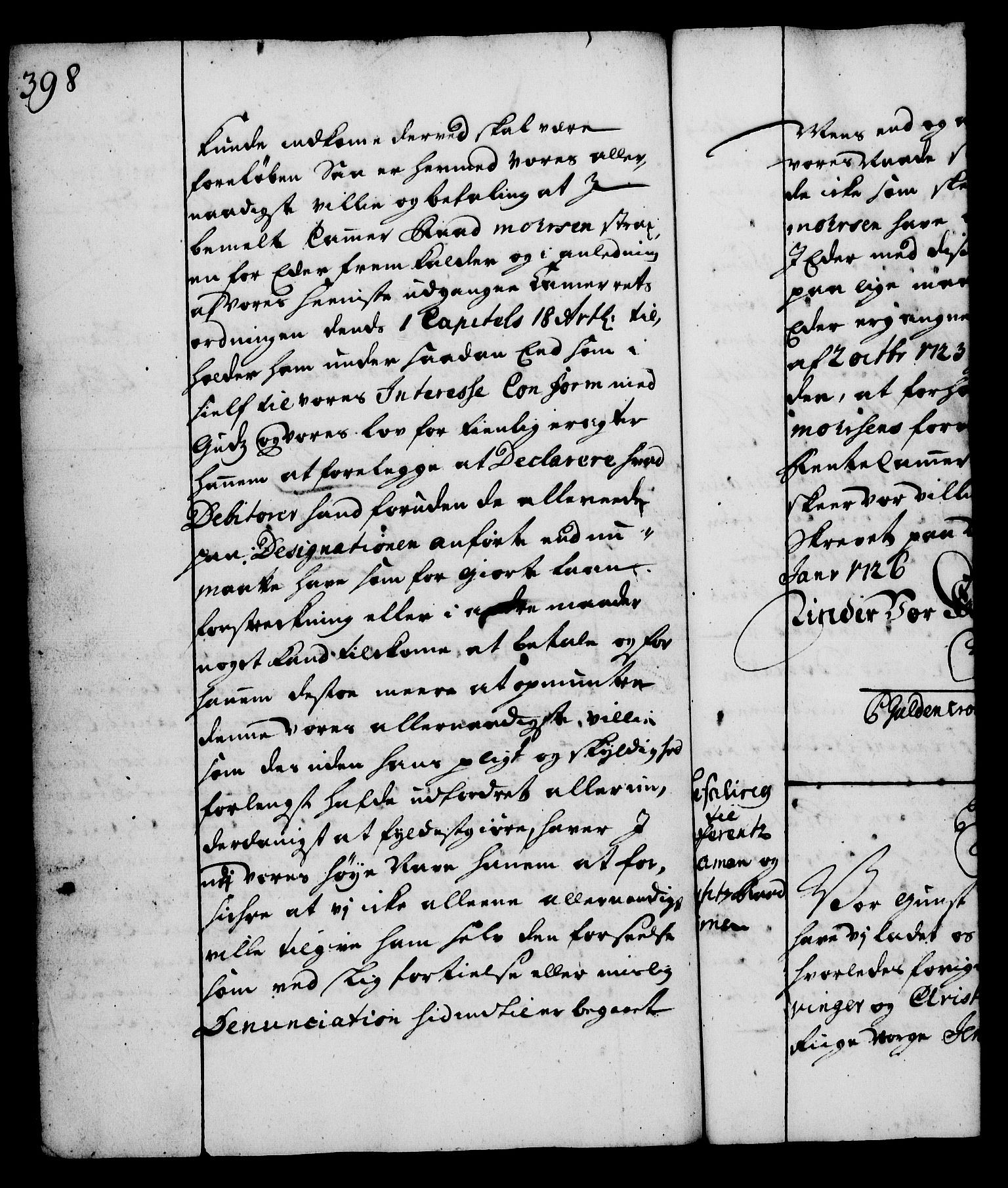 Rentekammeret, Kammerkanselliet, AV/RA-EA-3111/G/Gg/Gga/L0002: Norsk ekspedisjonsprotokoll med register (merket RK 53.2), 1723-1727, p. 398