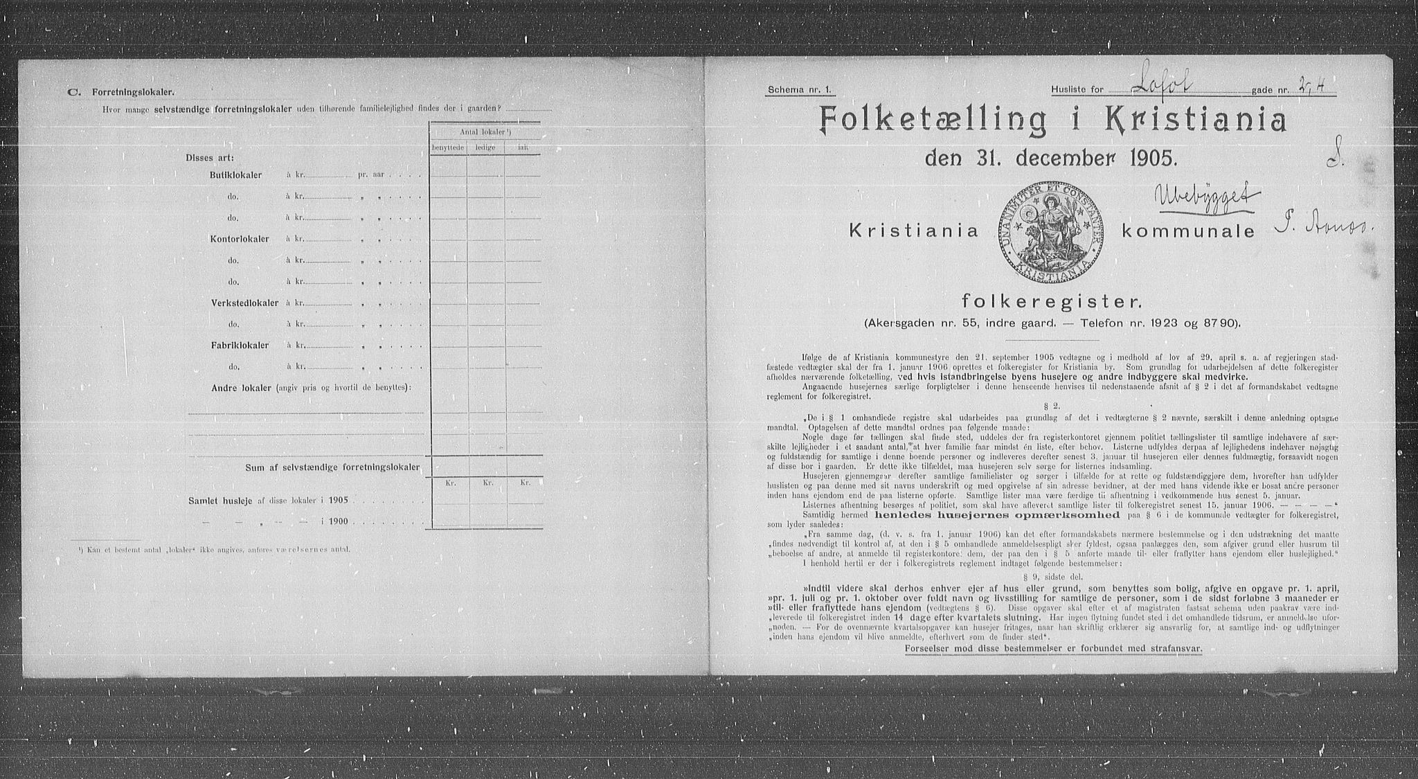 OBA, Municipal Census 1905 for Kristiania, 1905, p. 30691