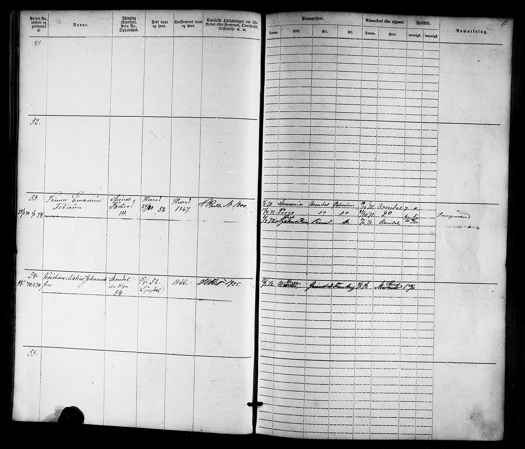 Farsund mønstringskrets, SAK/2031-0017/F/Fa/L0005: Annotasjonsrulle nr 1-1910 med register, Z-2, 1869-1877, p. 37