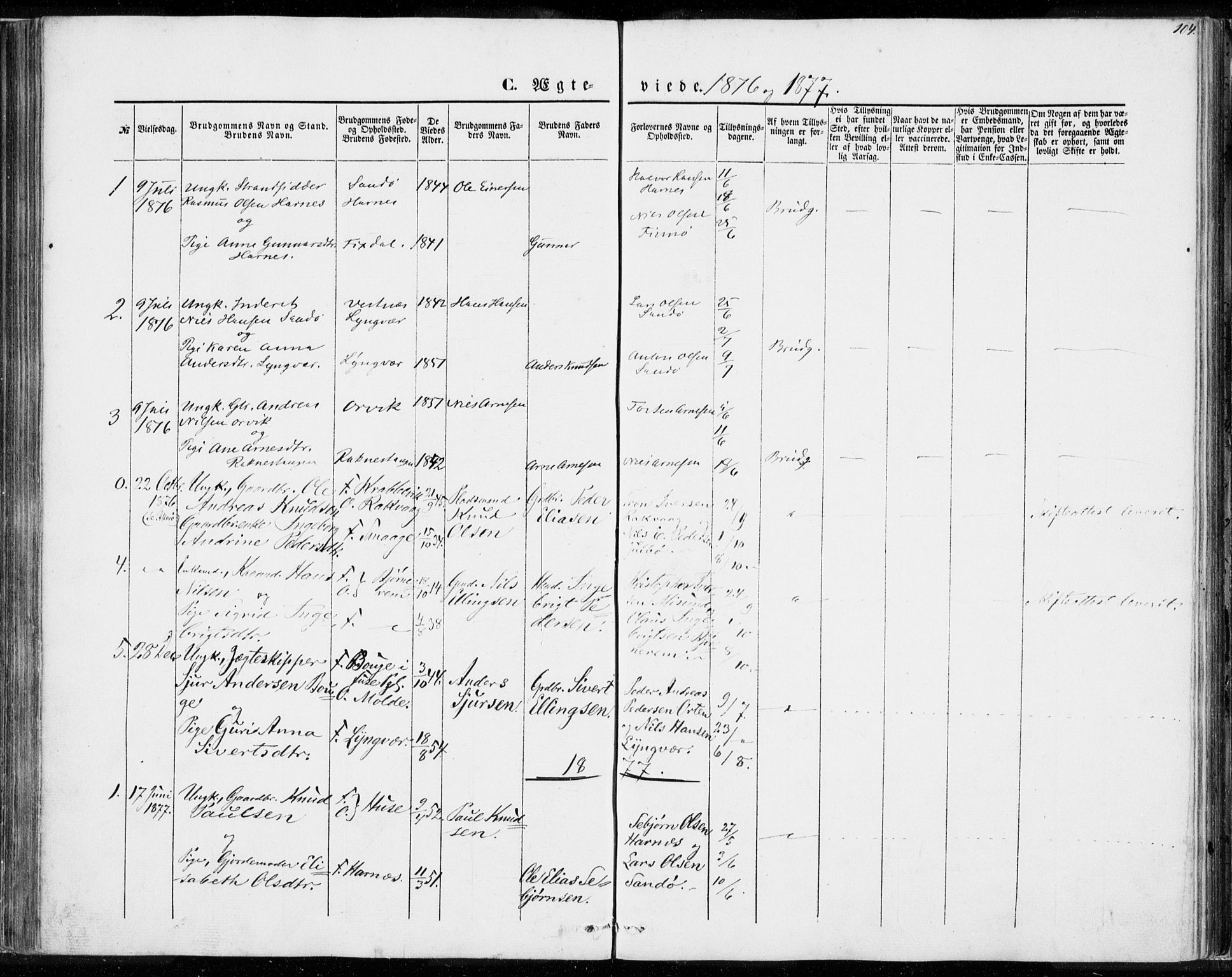 Ministerialprotokoller, klokkerbøker og fødselsregistre - Møre og Romsdal, AV/SAT-A-1454/561/L0728: Parish register (official) no. 561A02, 1858-1878, p. 104