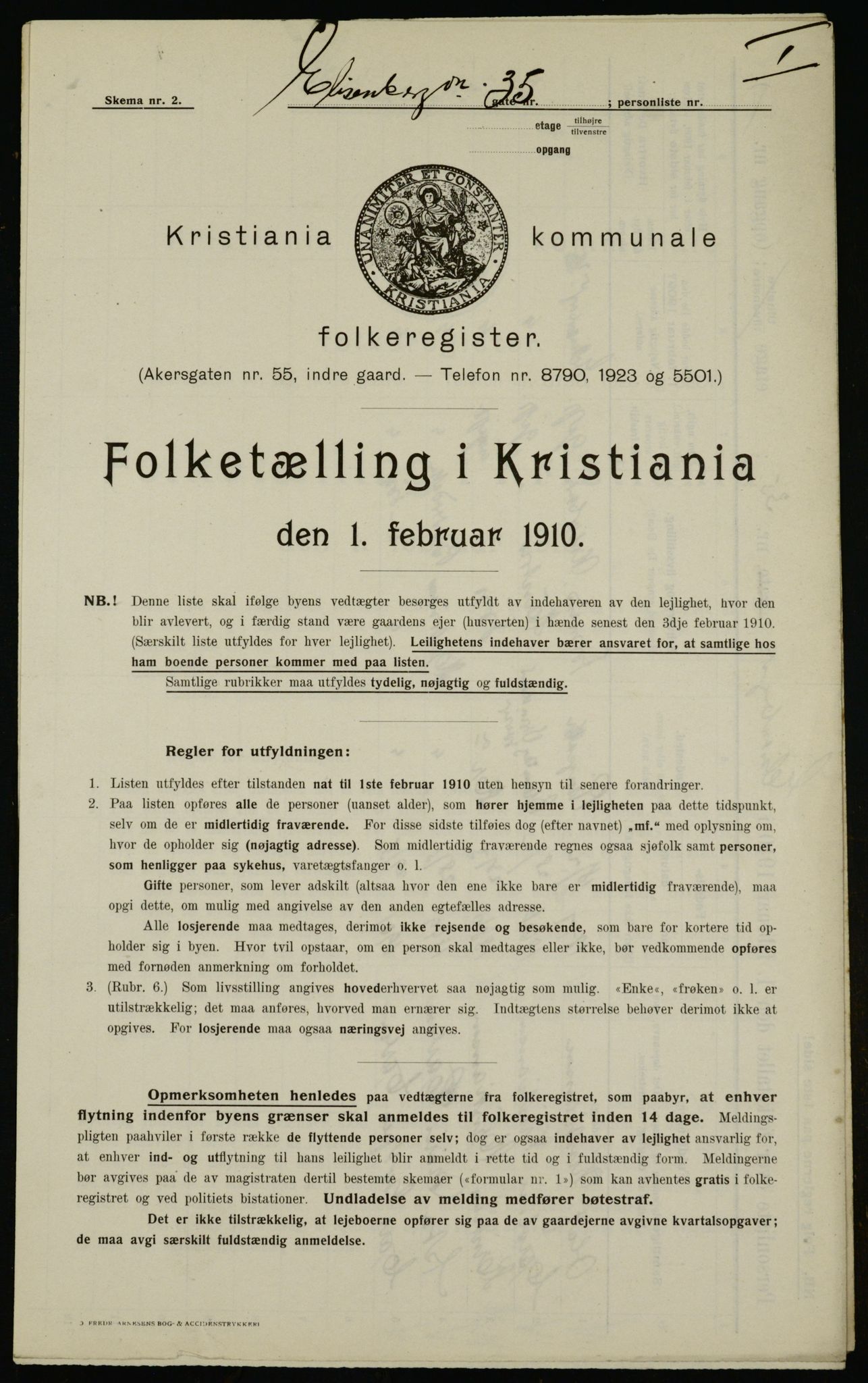 OBA, Municipal Census 1910 for Kristiania, 1910, p. 19073