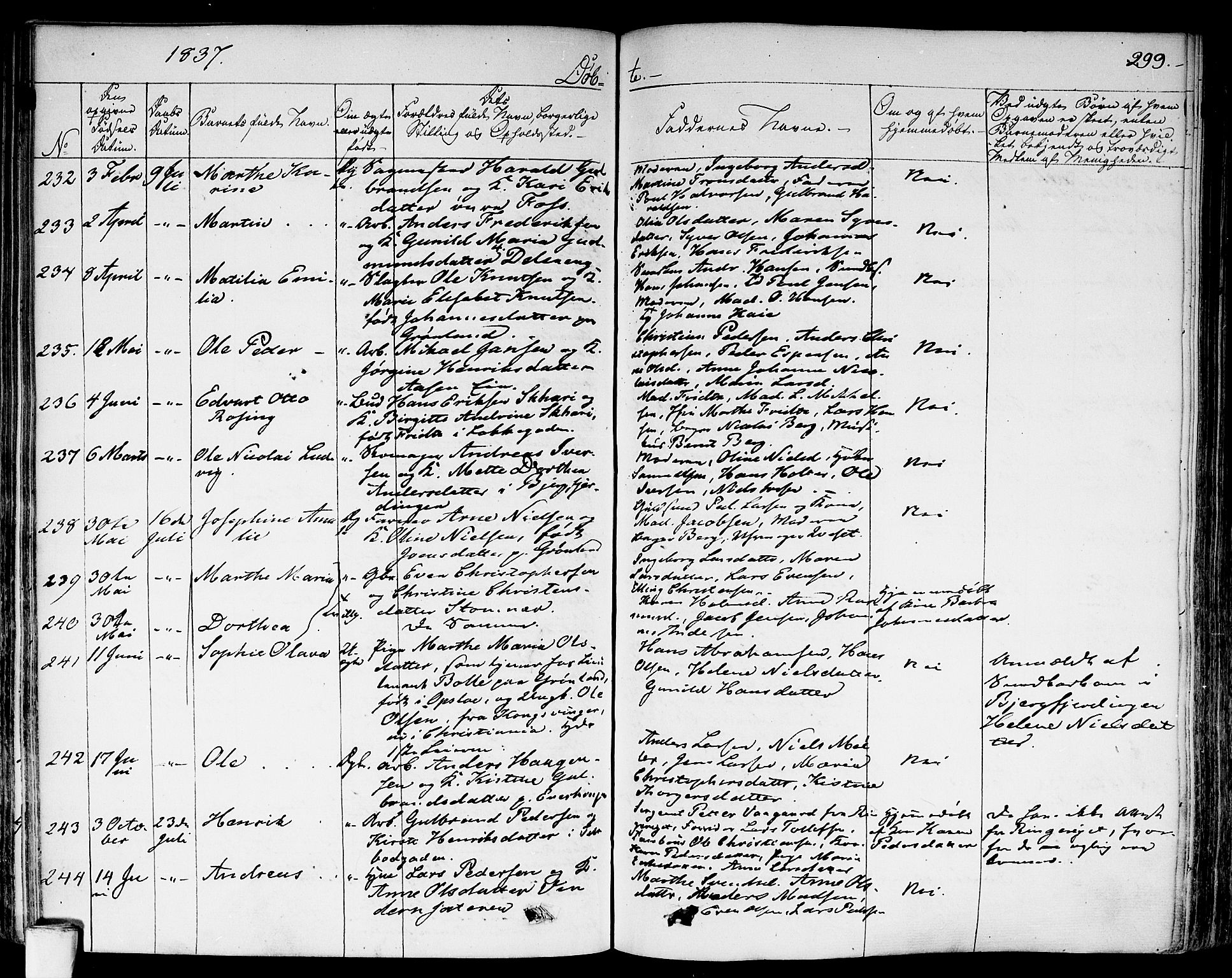 Aker prestekontor kirkebøker, AV/SAO-A-10861/F/L0013: Parish register (official) no. 13, 1828-1837, p. 299