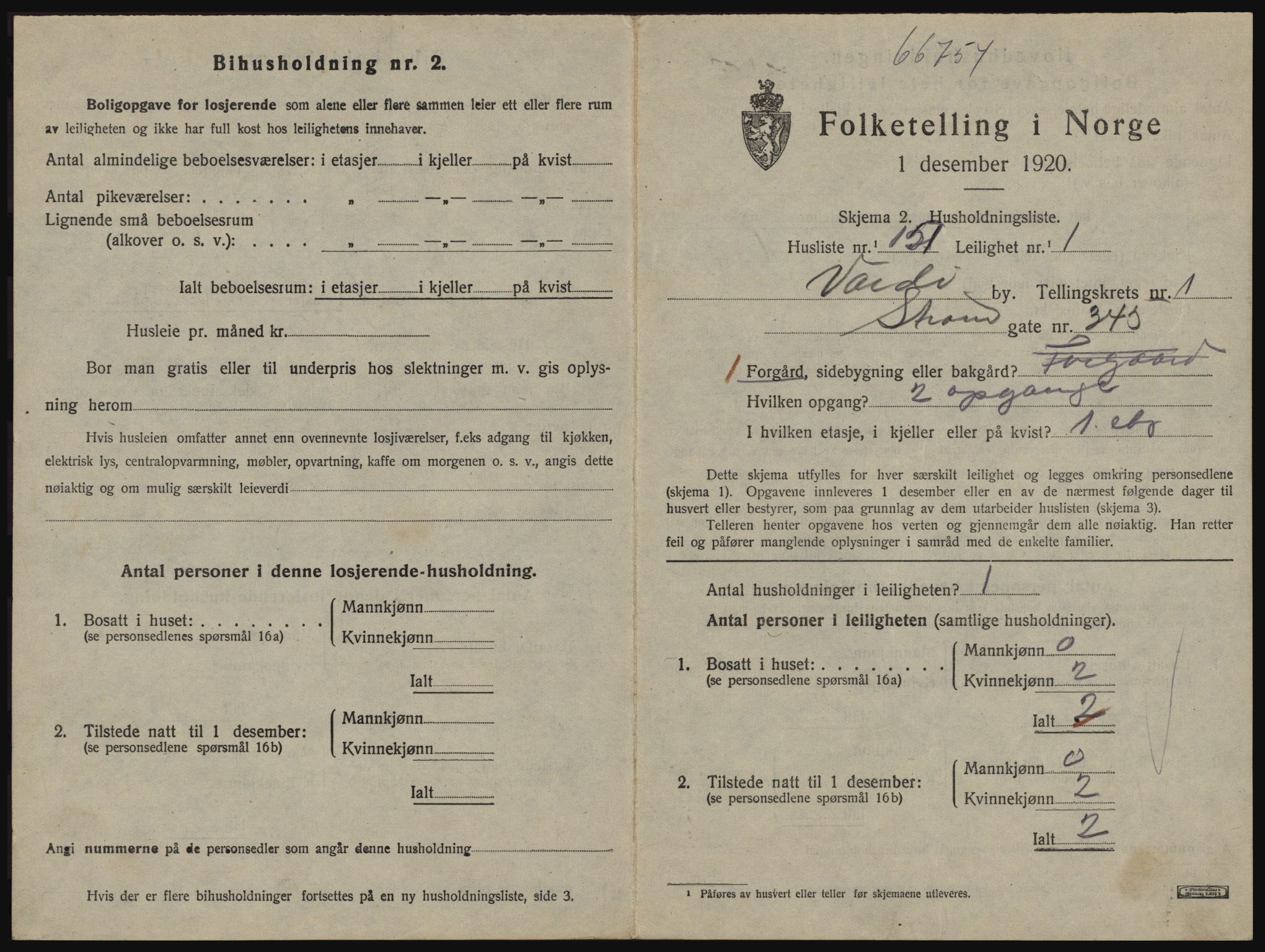 SATØ, 1920 census for Vardø, 1920, p. 1565