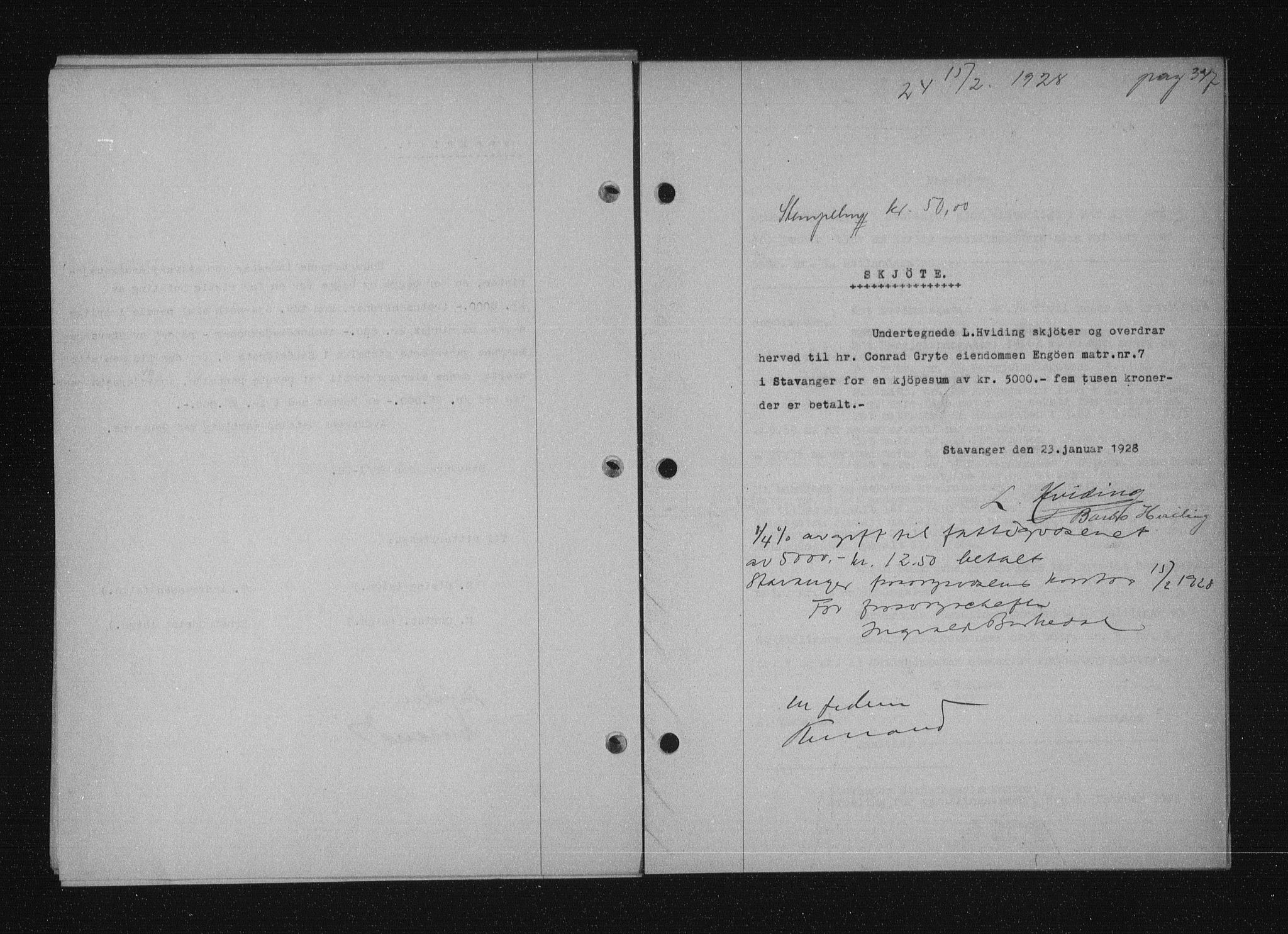 Stavanger byfogd, SAST/A-101408/001/4/41/410/410BB/L0053: Mortgage book no. 41, 1927-1928, Deed date: 15.02.1928