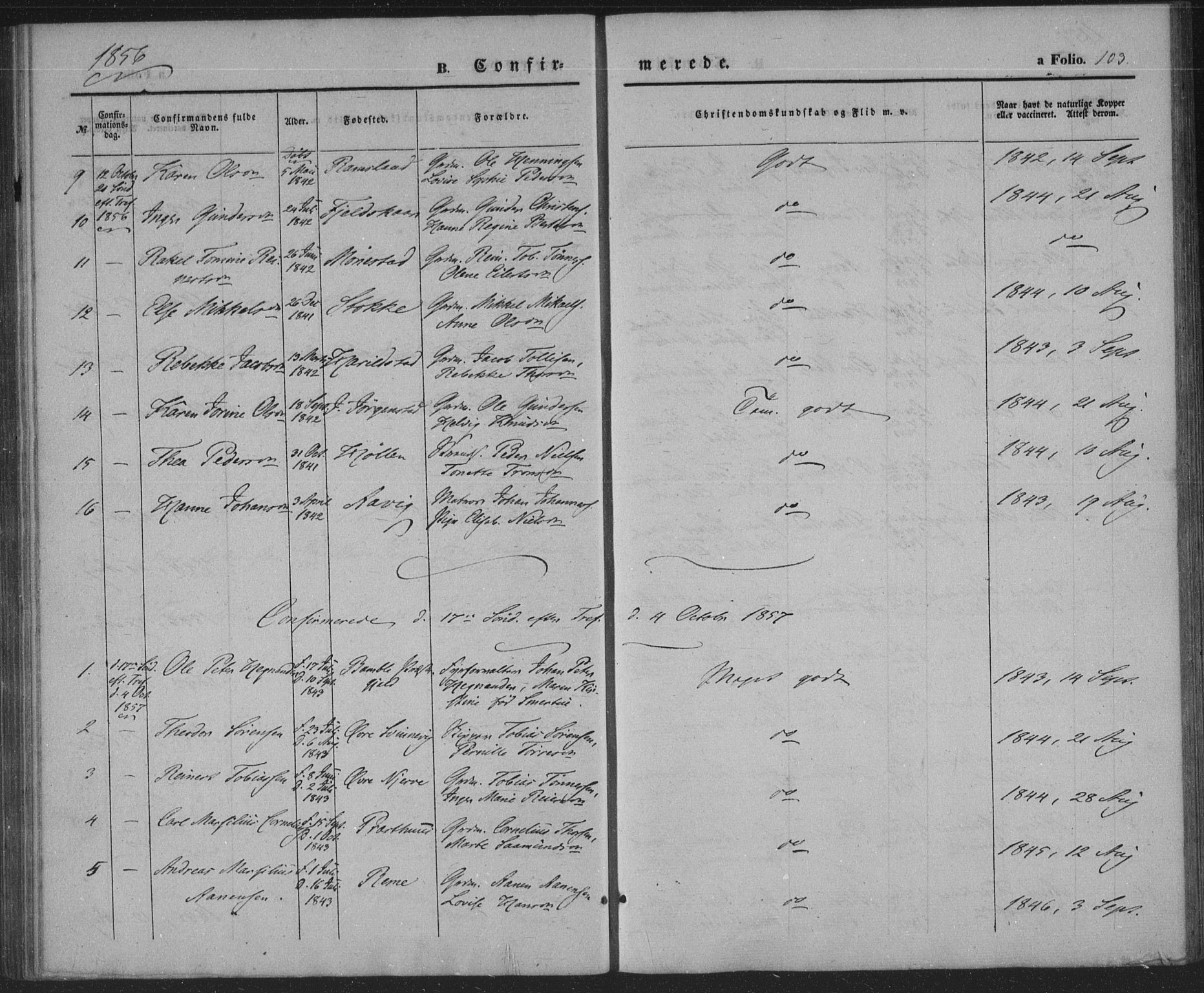 Sør-Audnedal sokneprestkontor, AV/SAK-1111-0039/F/Fa/Faa/L0002: Parish register (official) no. A 2, 1848-1867, p. 103