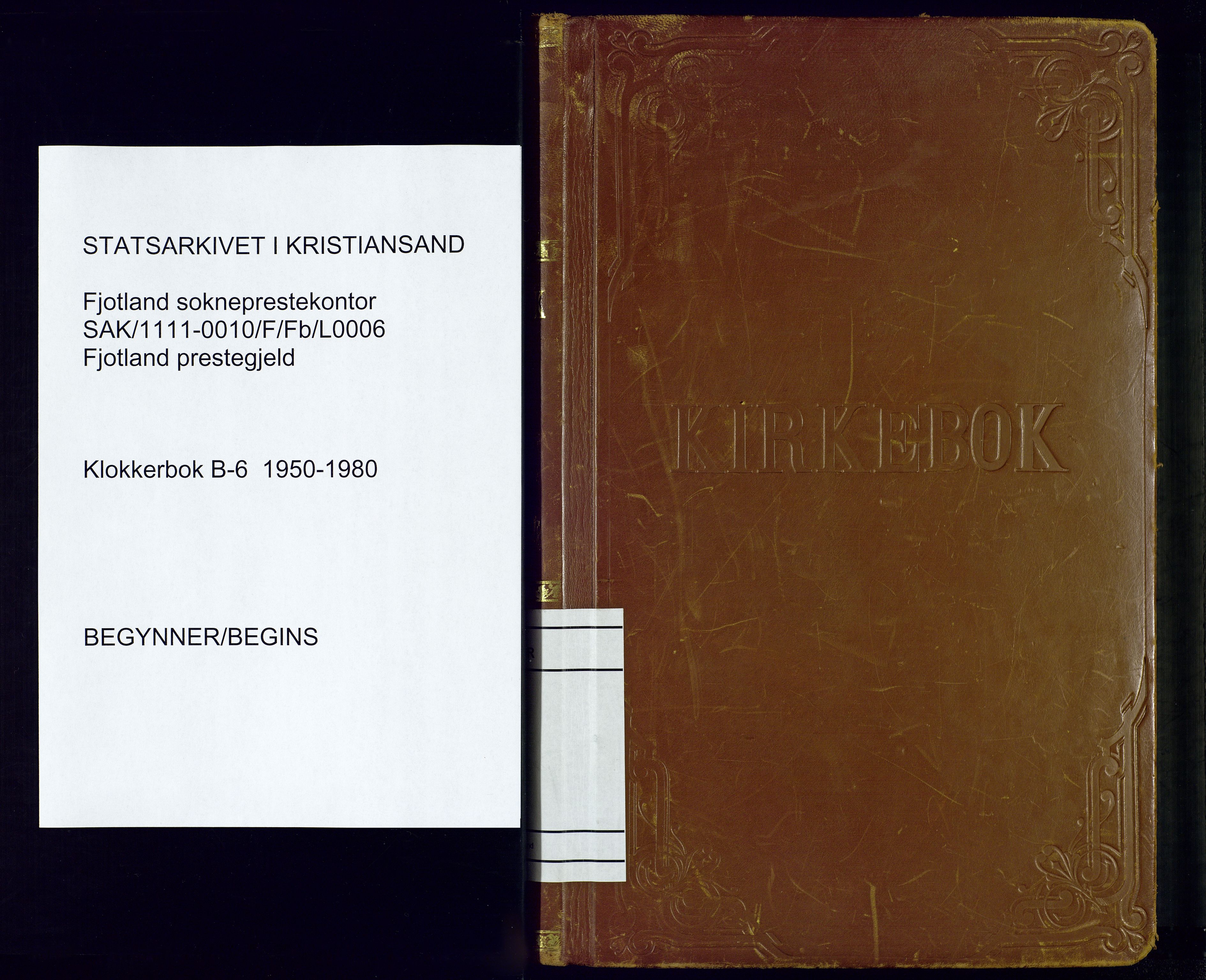 Fjotland sokneprestkontor, AV/SAK-1111-0010/F/Fb/L0006: Parish register (copy) no. B-6, 1950-1980