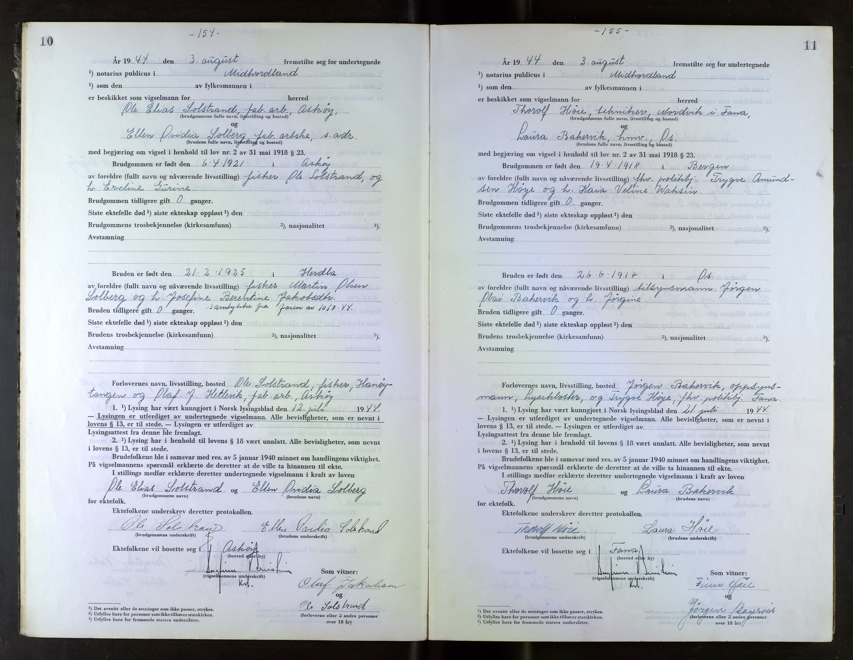 Midhordland sorenskriveri, AV/SAB-A-3001/1/M/Mc/Mca/L0006: Notarialbilag. Vigselbøker, 1944-1945, p. 10-11