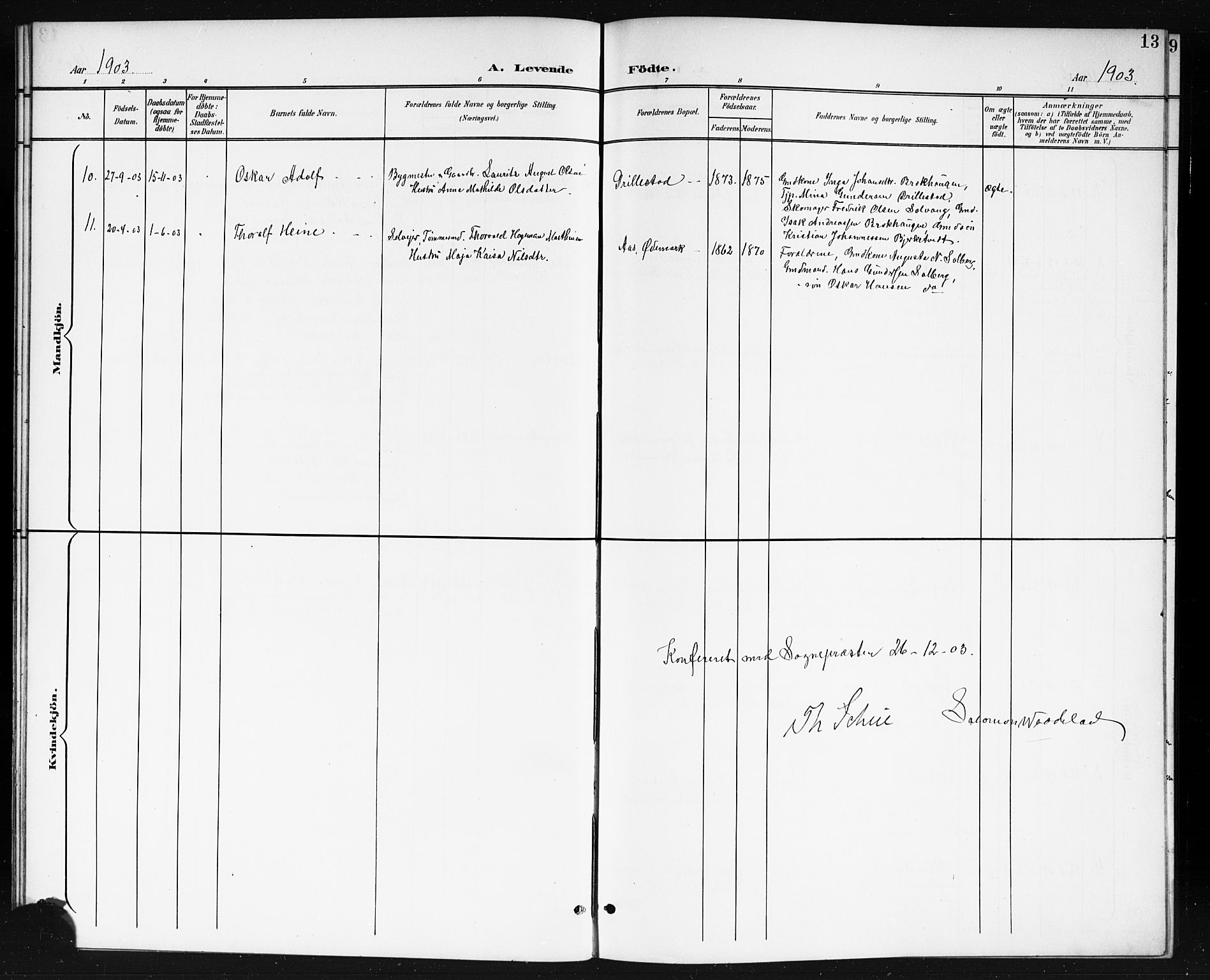 Våler prestekontor Kirkebøker, AV/SAO-A-11083/G/Gb/L0001: Parish register (copy) no. II 1, 1901-1916, p. 13