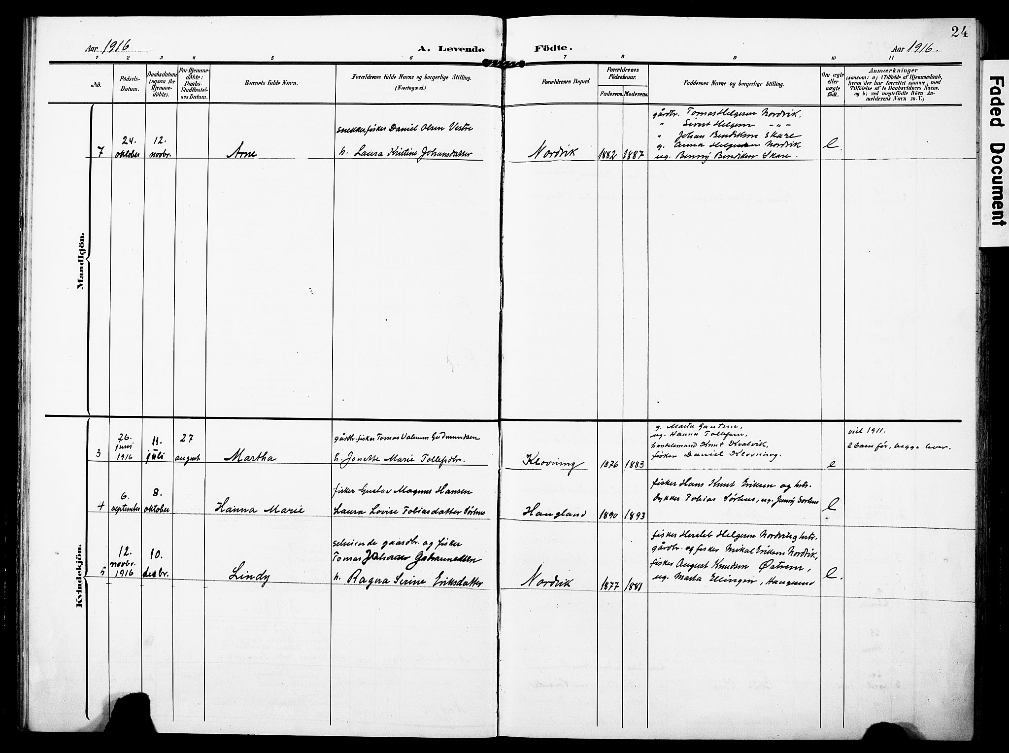 Torvastad sokneprestkontor, SAST/A -101857/H/Ha/Haa/L0018: Parish register (official) no. A 17, 1903-1925, p. 24