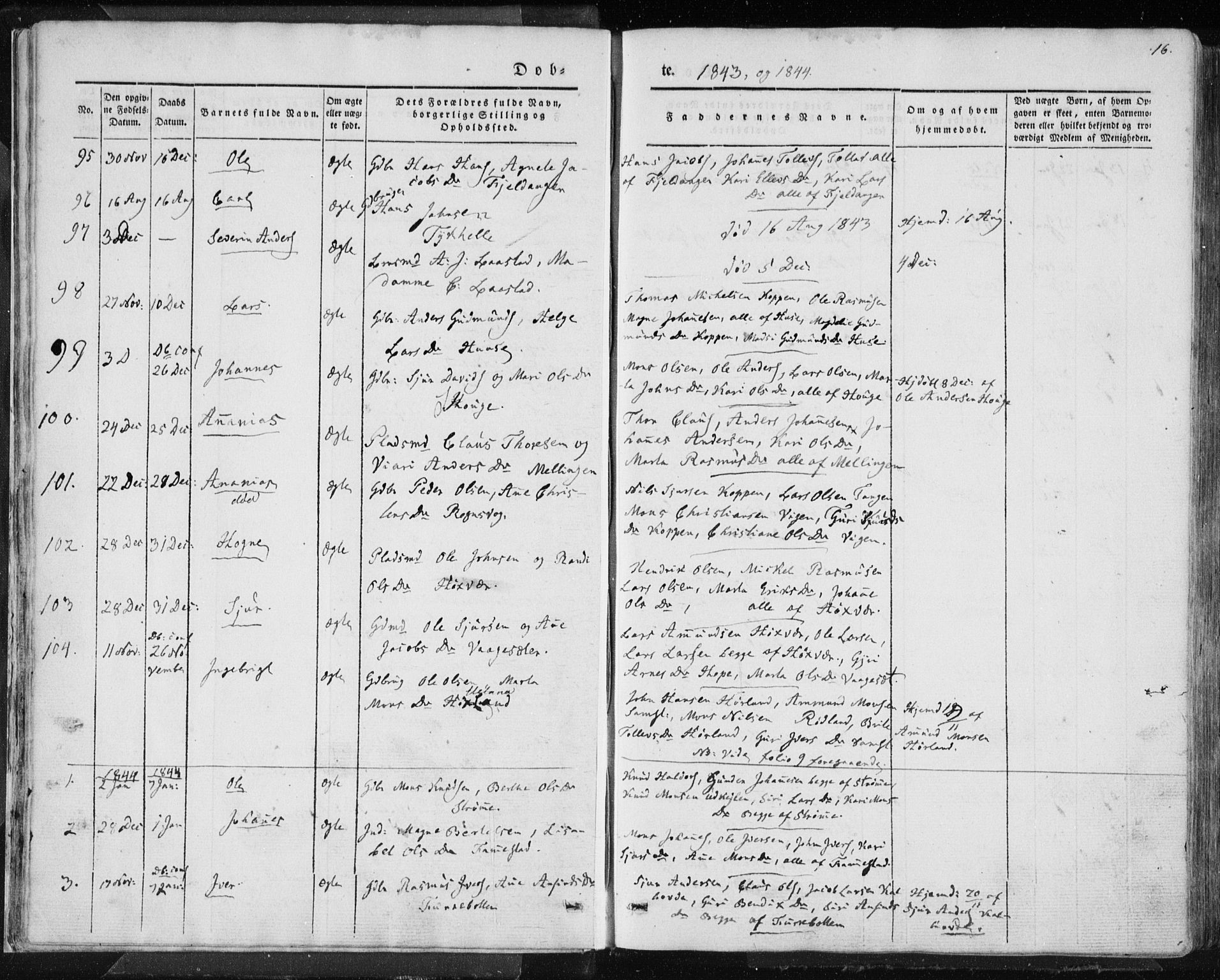 Lindås Sokneprestembete, AV/SAB-A-76701/H/Haa/Haaa/L0010: Parish register (official) no. A 10, 1842-1862, p. 16