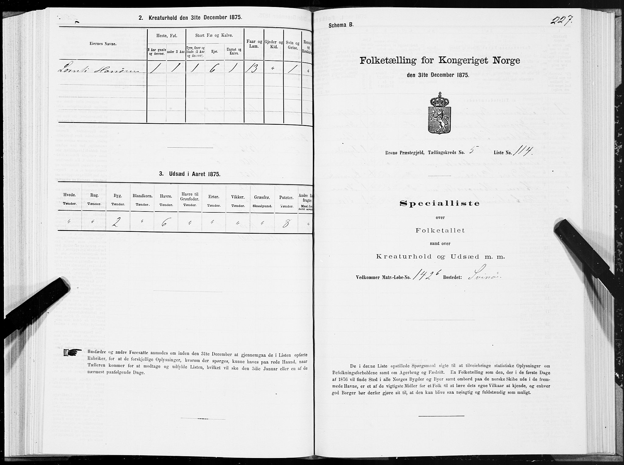 SAT, 1875 census for 1814P Brønnøy, 1875, p. 3227