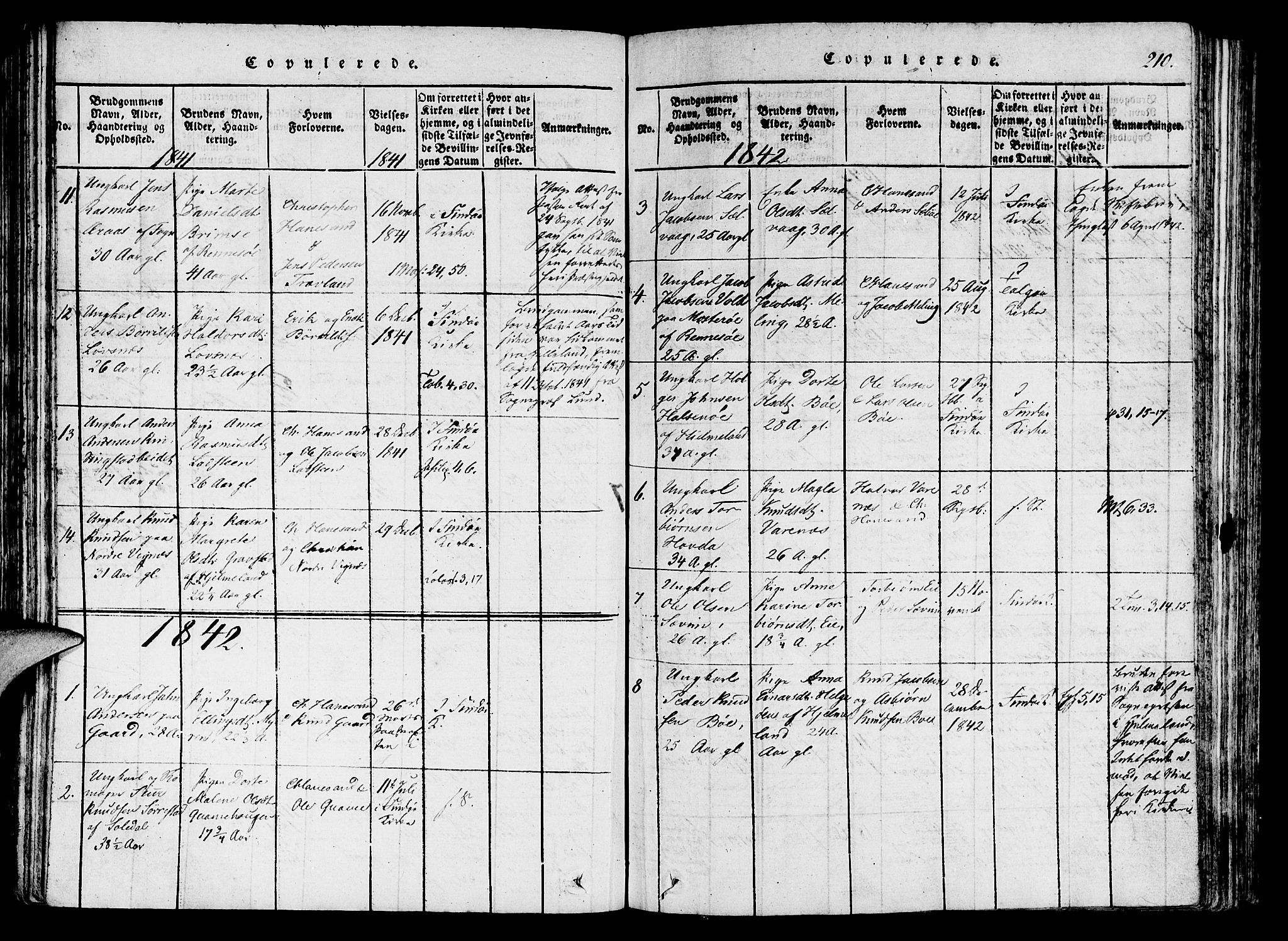 Finnøy sokneprestkontor, SAST/A-101825/H/Ha/Haa/L0006: Parish register (official) no. A 6, 1816-1846, p. 210