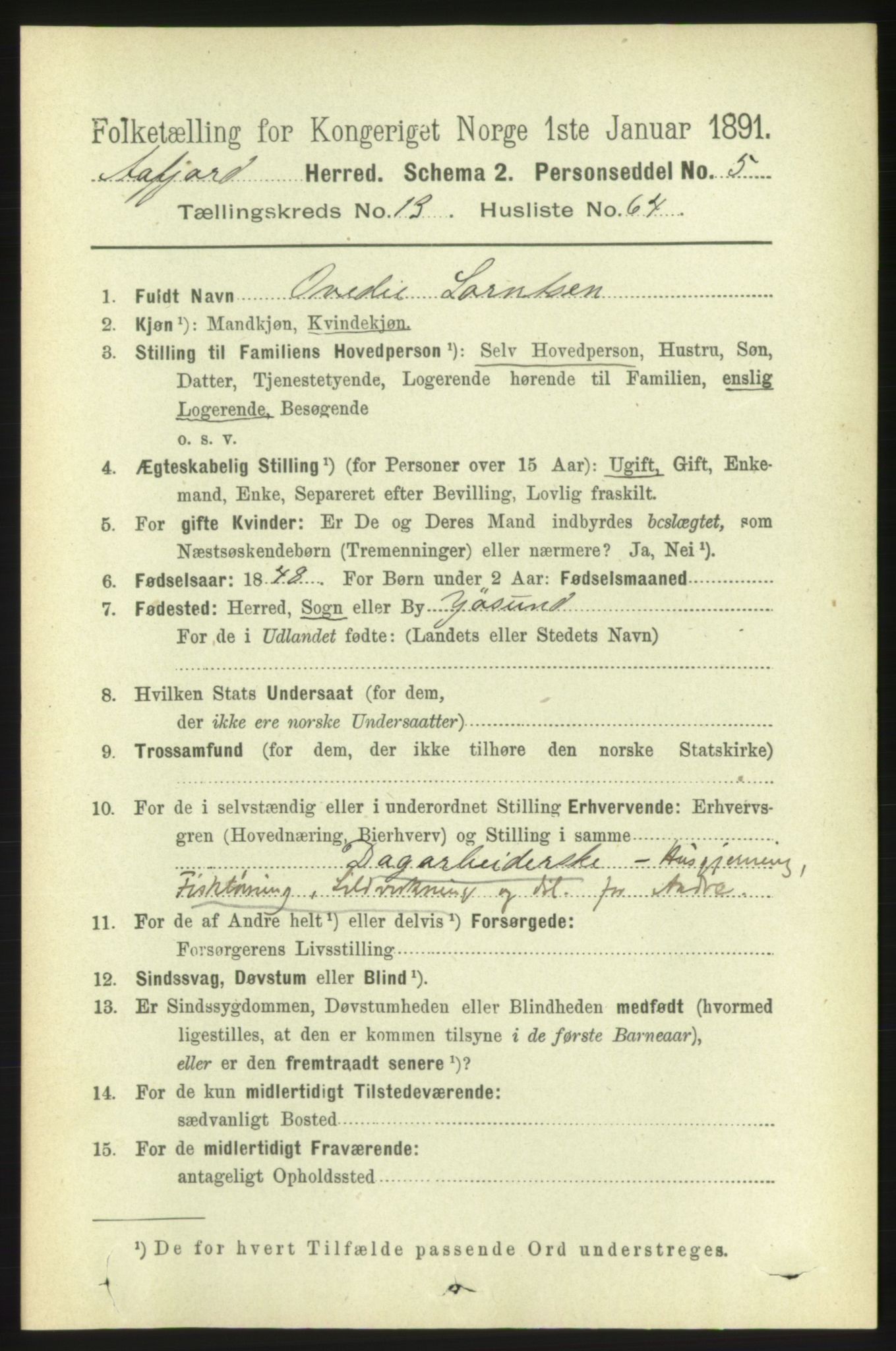 RA, 1891 census for 1630 Åfjord, 1891, p. 4589