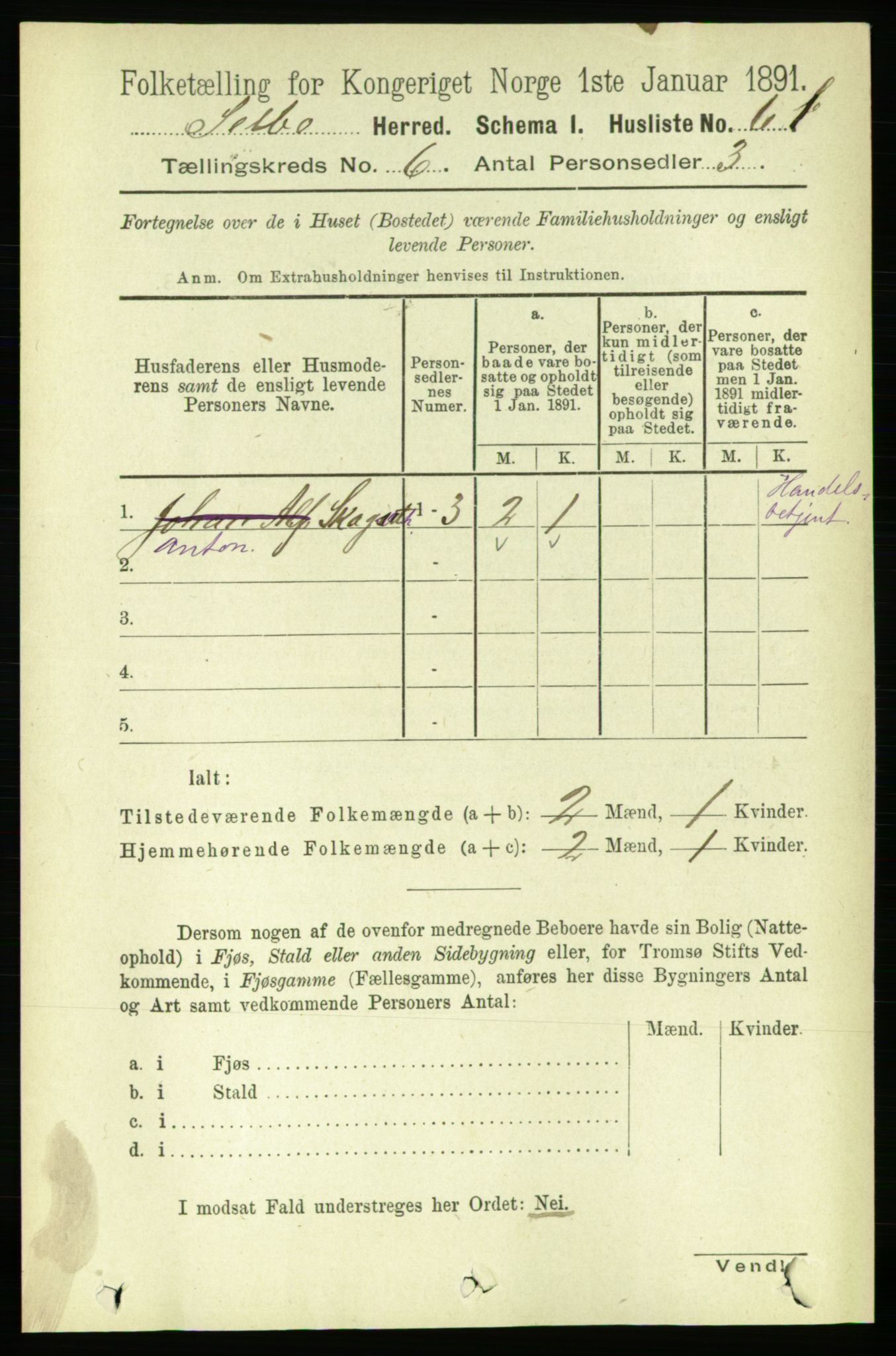 RA, 1891 census for 1664 Selbu, 1891, p. 2119