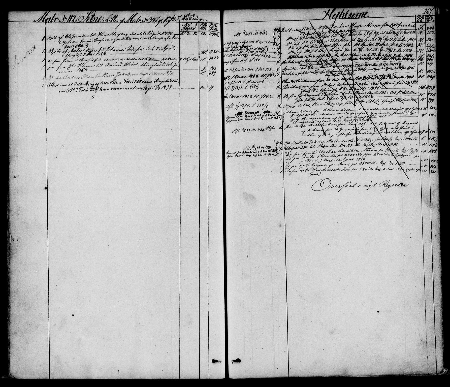 Toten tingrett, SAH/TING-006/H/Ha/Haa/L0035: Mortgage register no. 35, 1850-1890, p. 267