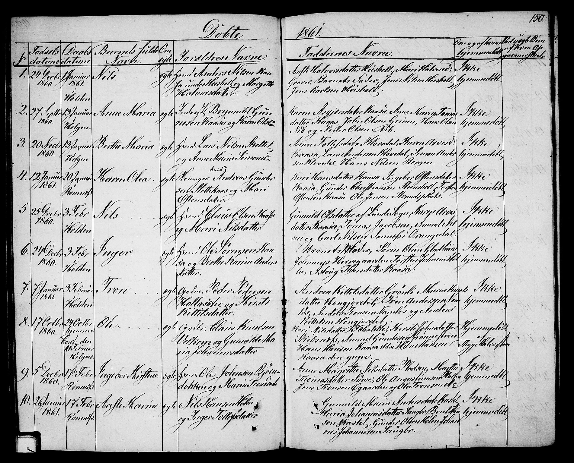 Holla kirkebøker, SAKO/A-272/G/Ga/L0003: Parish register (copy) no. I 3, 1849-1866, p. 150