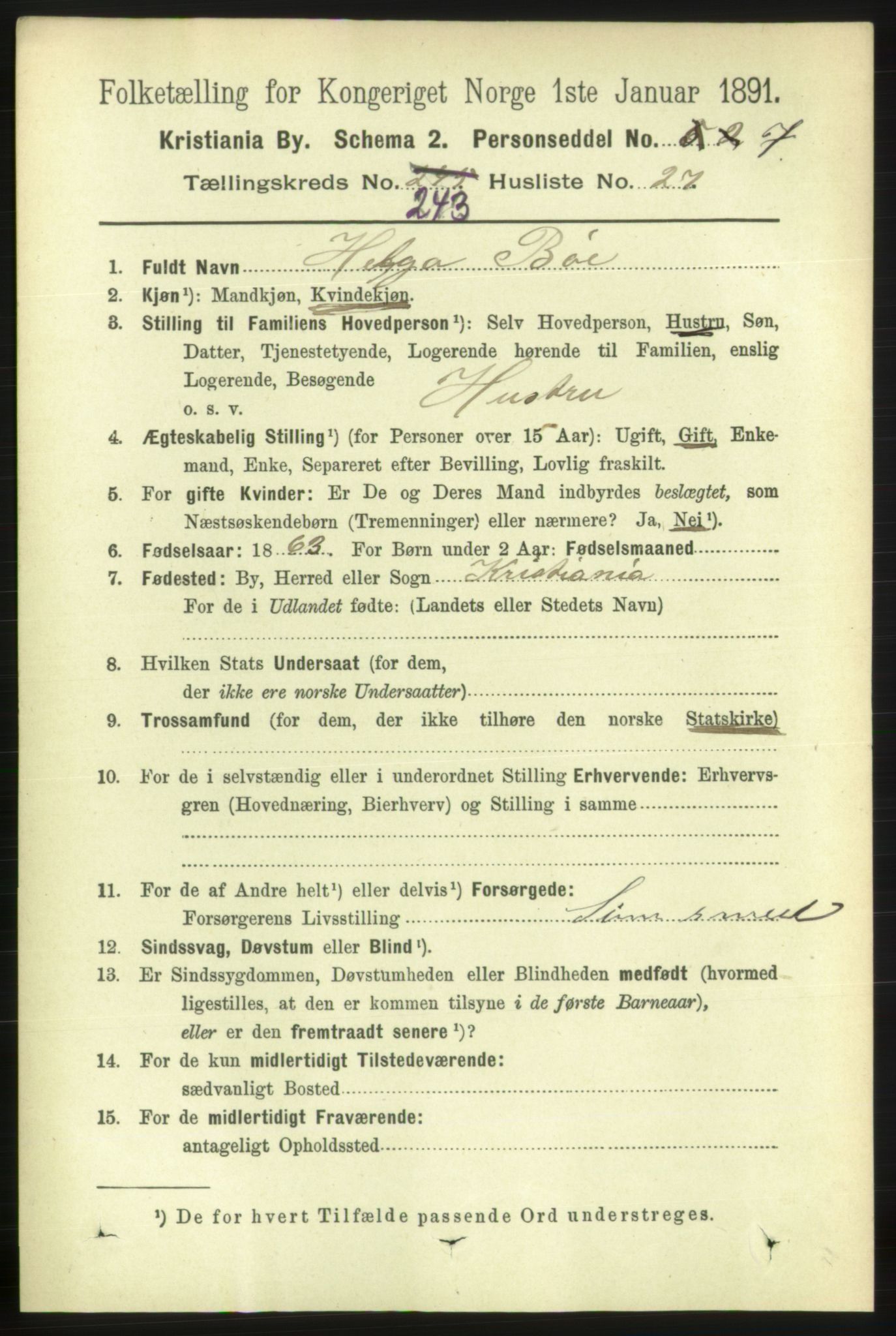 RA, 1891 census for 0301 Kristiania, 1891, p. 148386