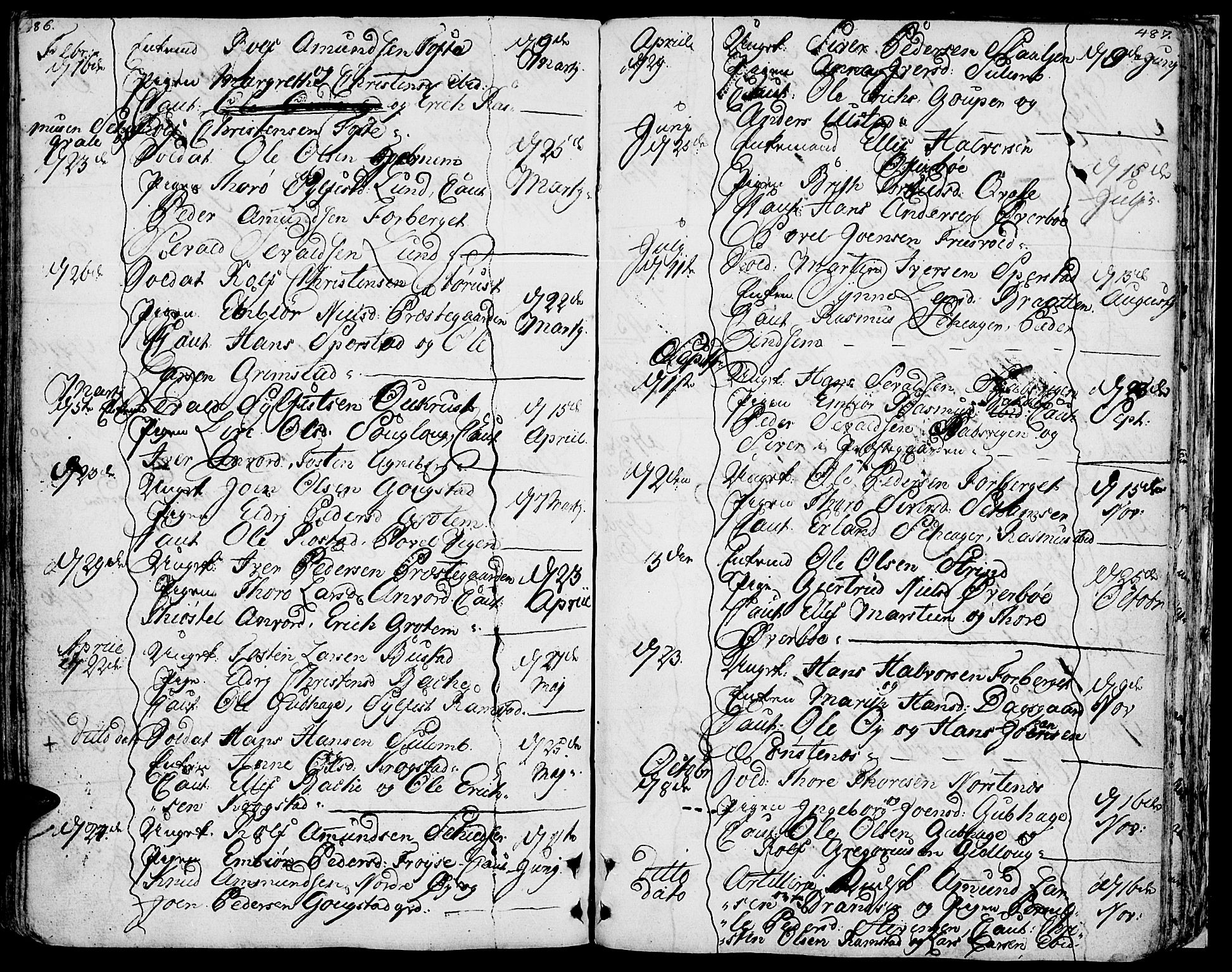 Lom prestekontor, SAH/PREST-070/K/L0002: Parish register (official) no. 2, 1749-1801, p. 486-487