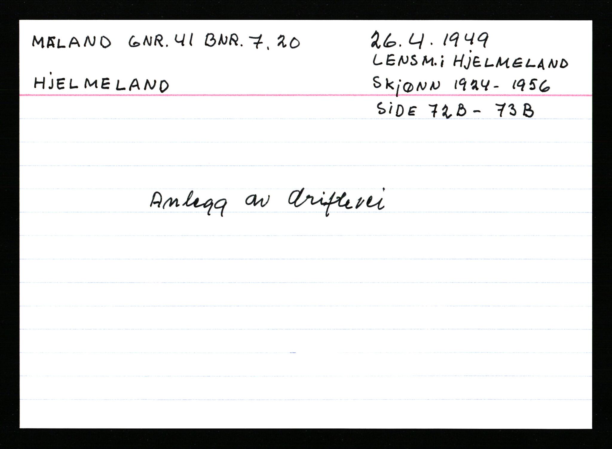Statsarkivet i Stavanger, AV/SAST-A-101971/03/Y/Ym/L0040: Åstedskort sortert etter gårdsnavn: Mykje - Navrestad, 1600-1950, p. 245