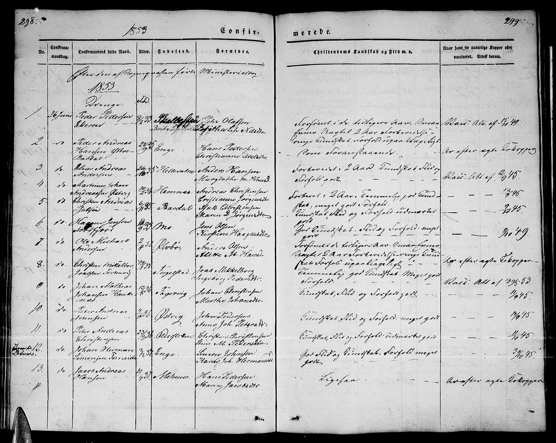 Ministerialprotokoller, klokkerbøker og fødselsregistre - Nordland, AV/SAT-A-1459/838/L0555: Parish register (copy) no. 838C02, 1842-1861, p. 298-299