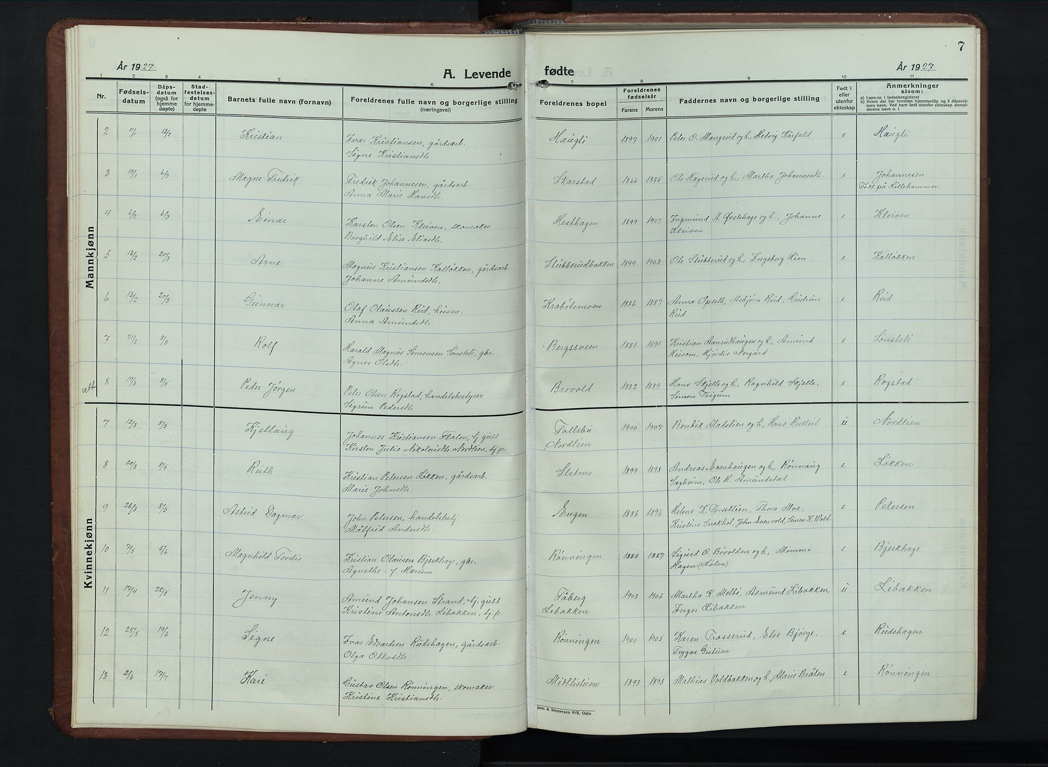 Vestre Gausdal prestekontor, SAH/PREST-094/H/Ha/Hab/L0005: Parish register (copy) no. 5, 1926-1955, p. 7