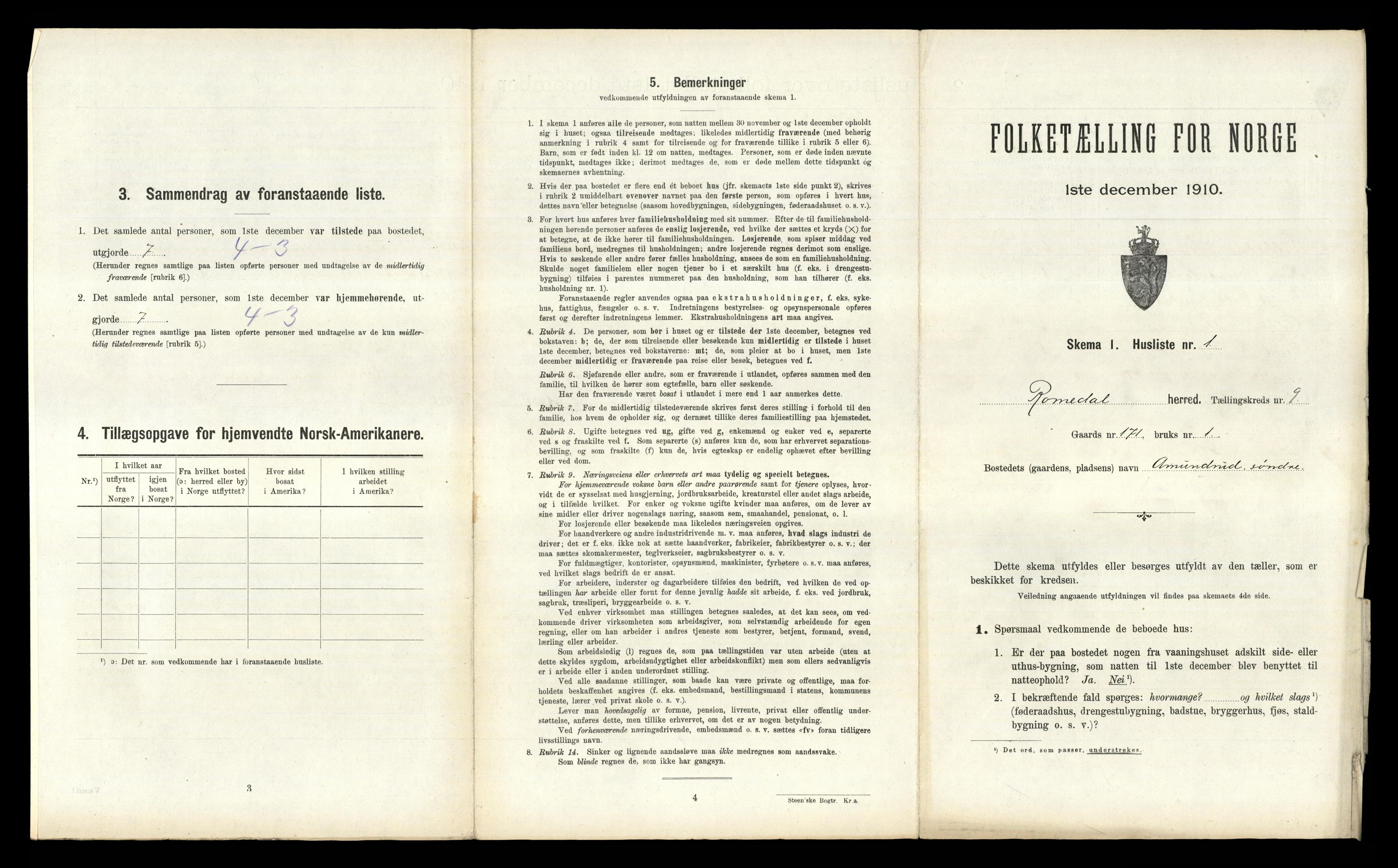 RA, 1910 census for Romedal, 1910, p. 1395