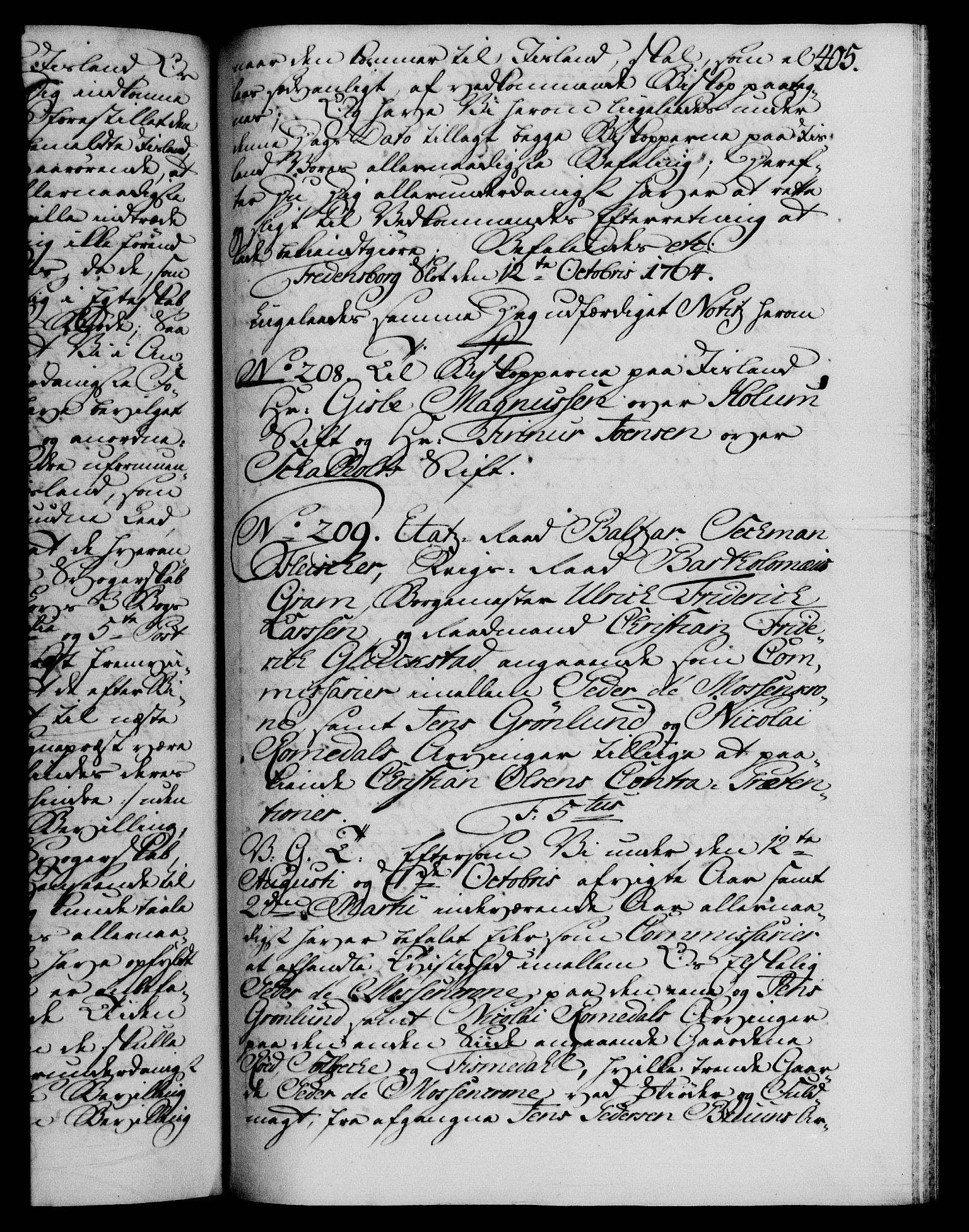 Danske Kanselli 1572-1799, AV/RA-EA-3023/F/Fc/Fca/Fcab/L0037: Norske tegnelser, 1762-1766, p. 405a