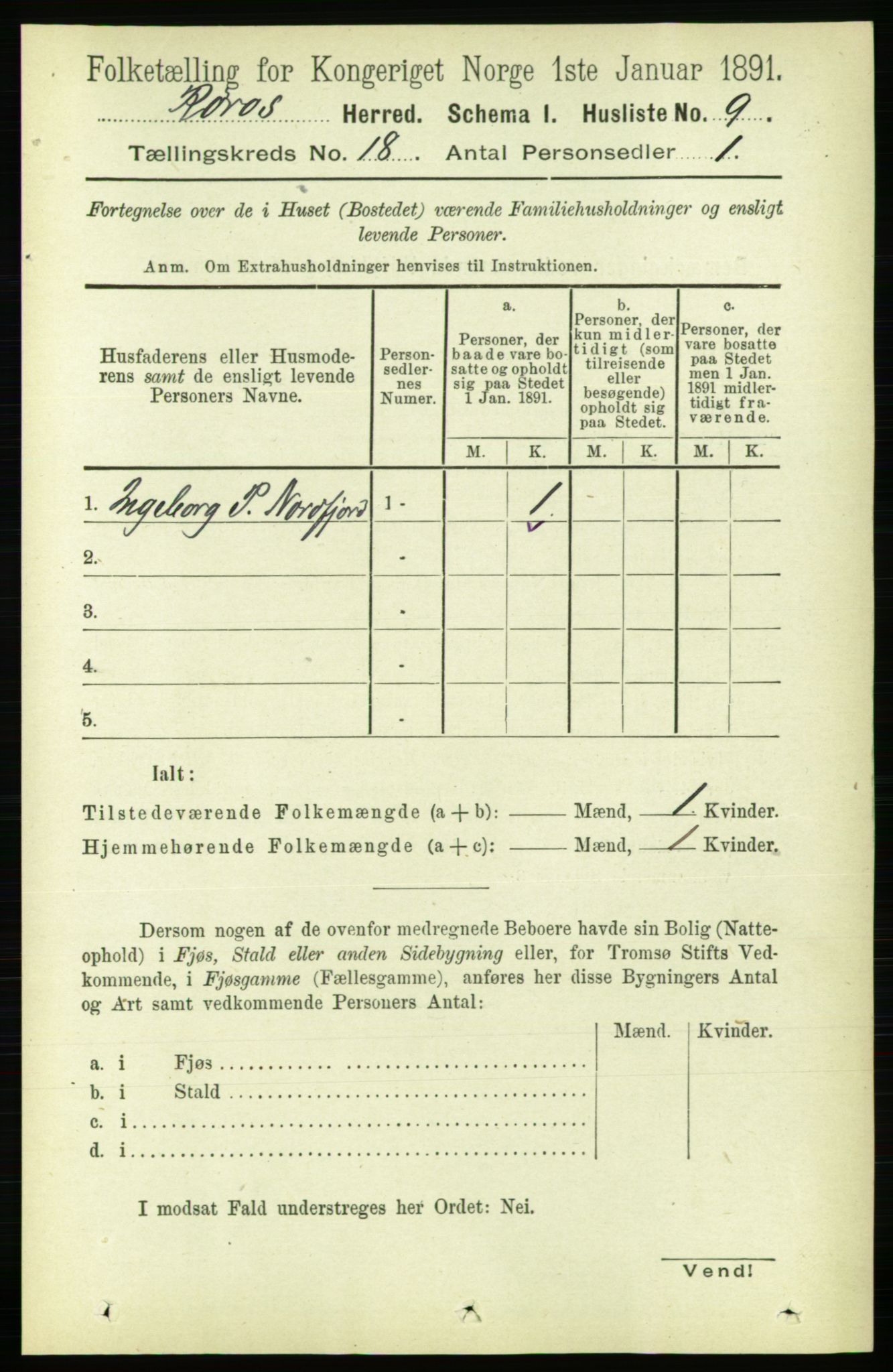 RA, 1891 census for 1640 Røros, 1891, p. 4809