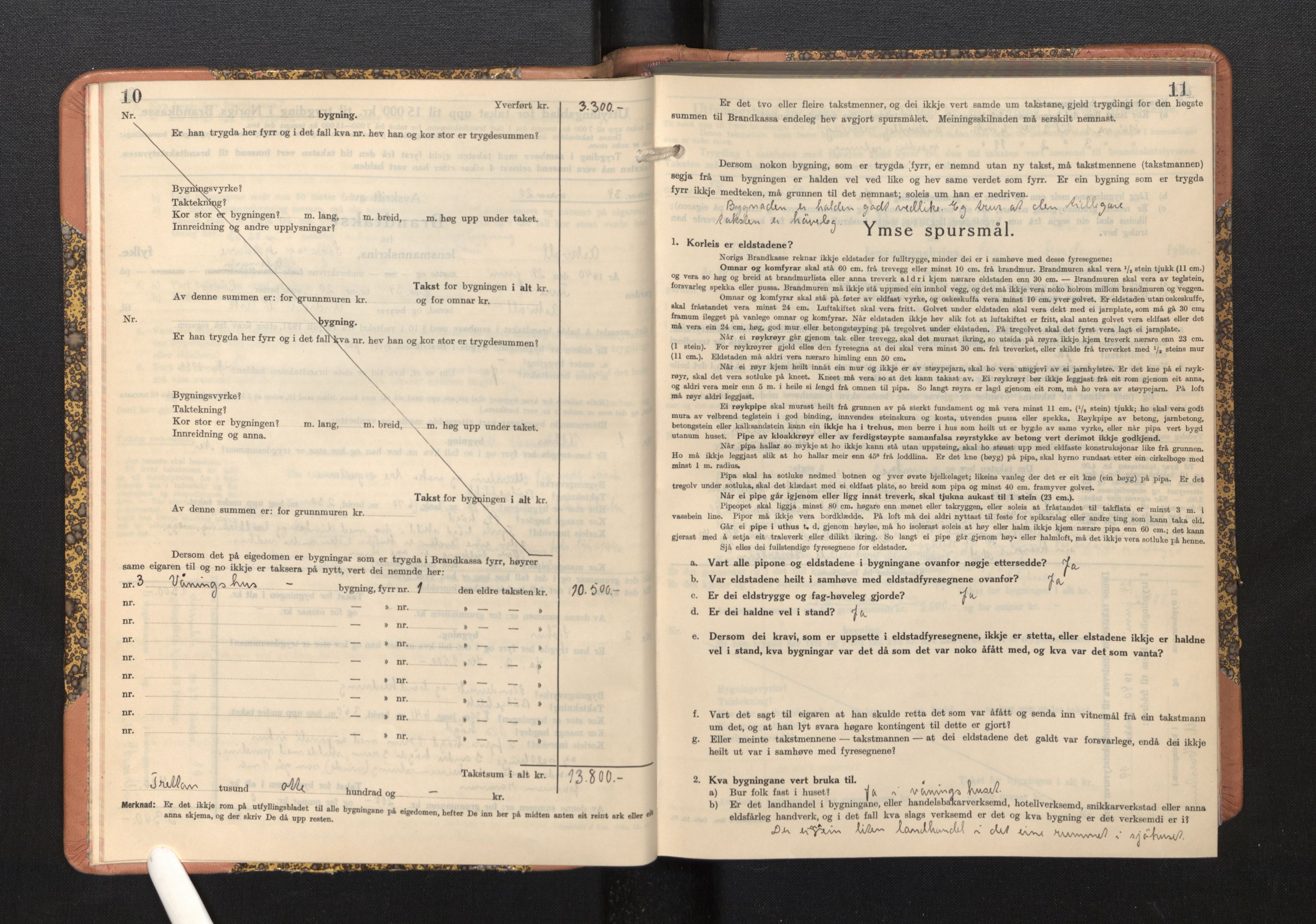 Lensmannen i Askvoll, AV/SAB-A-26301/0012/L0005: Branntakstprotokoll, skjematakst, 1940-1949, p. 10-11