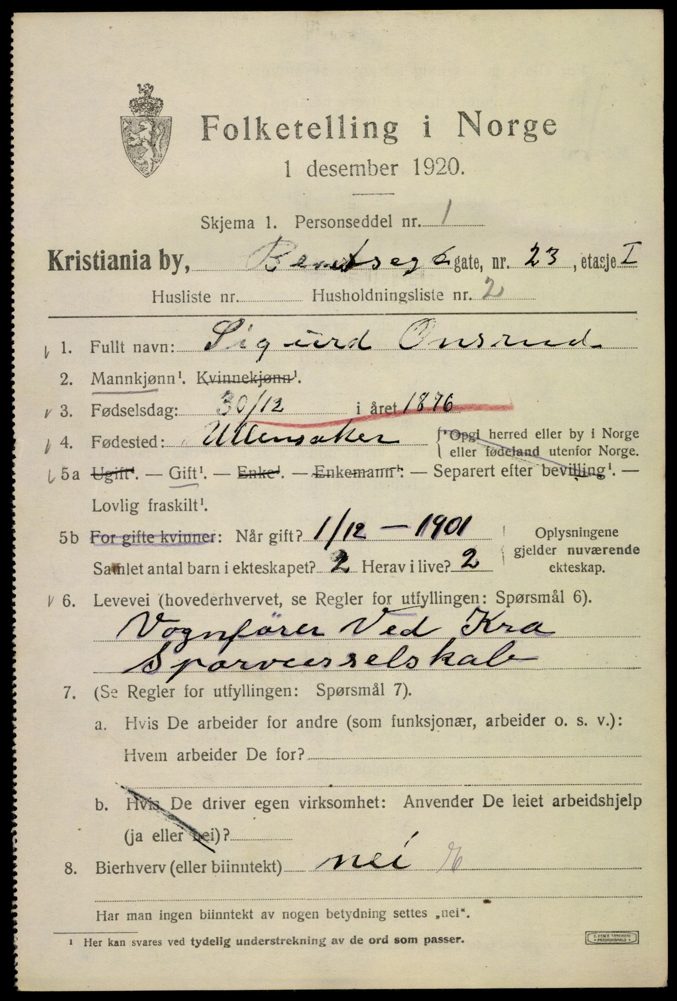 SAO, 1920 census for Kristiania, 1920, p. 151995
