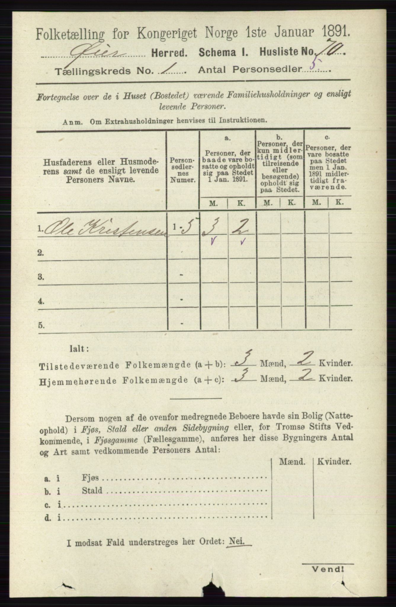 RA, 1891 census for 0521 Øyer, 1891, p. 95