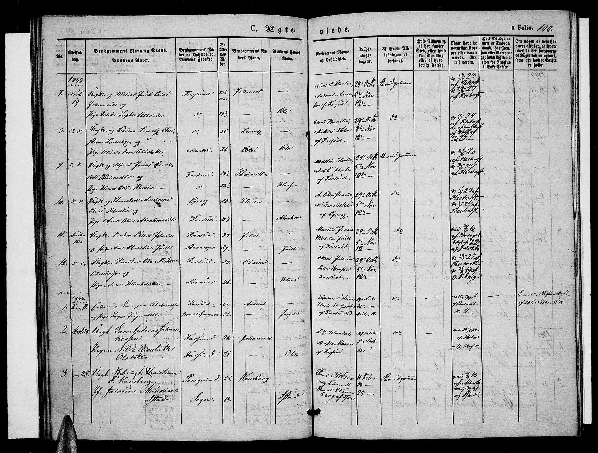 Farsund sokneprestkontor, AV/SAK-1111-0009/F/Fa/L0003: Parish register (official) no. A 3, 1836-1846, p. 100