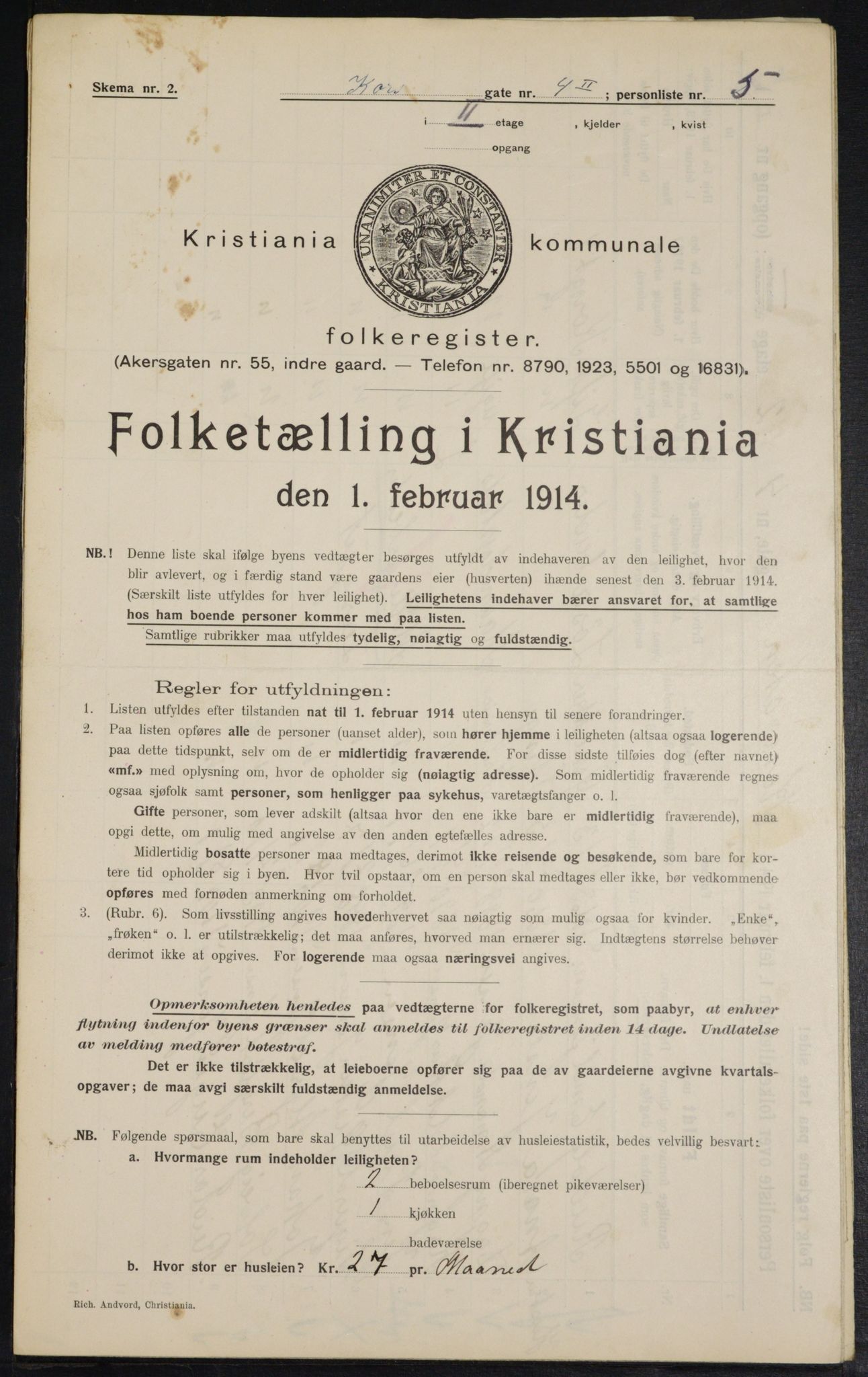 OBA, Municipal Census 1914 for Kristiania, 1914, p. 53357