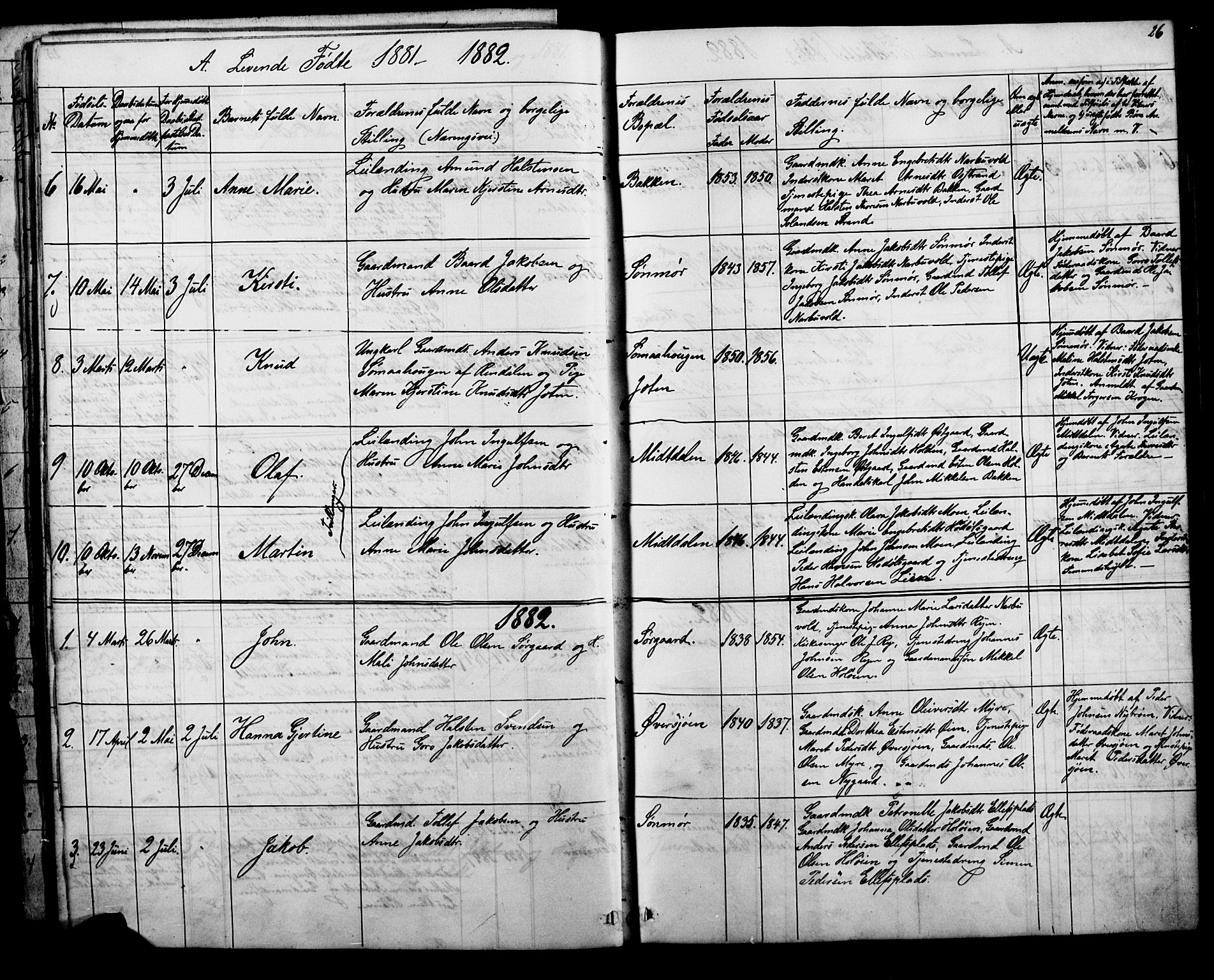 Tolga prestekontor, AV/SAH-PREST-062/L/L0006: Parish register (copy) no. 6, 1864-1894, p. 26